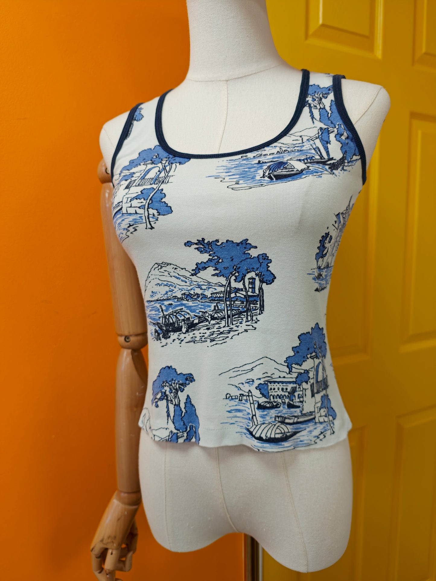 1970s St Michael novelty print cotton vest top - XS