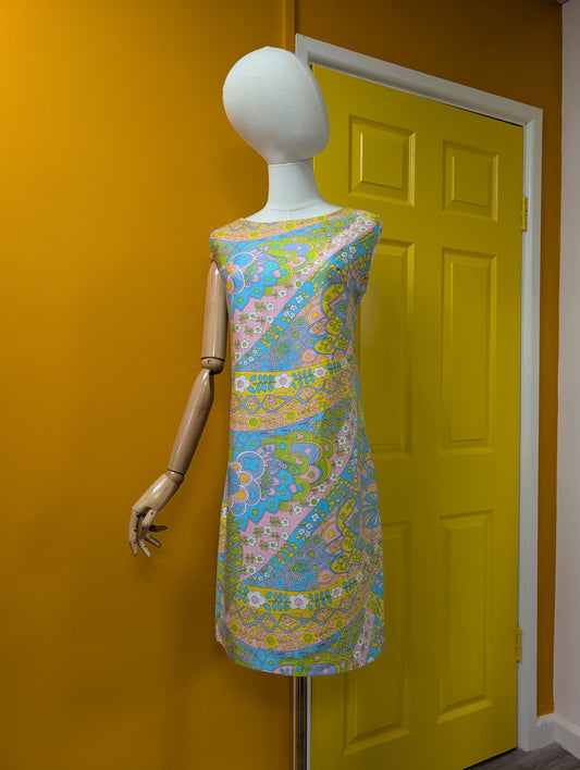 1960s Miss Holly psychedelic cotton dress - M