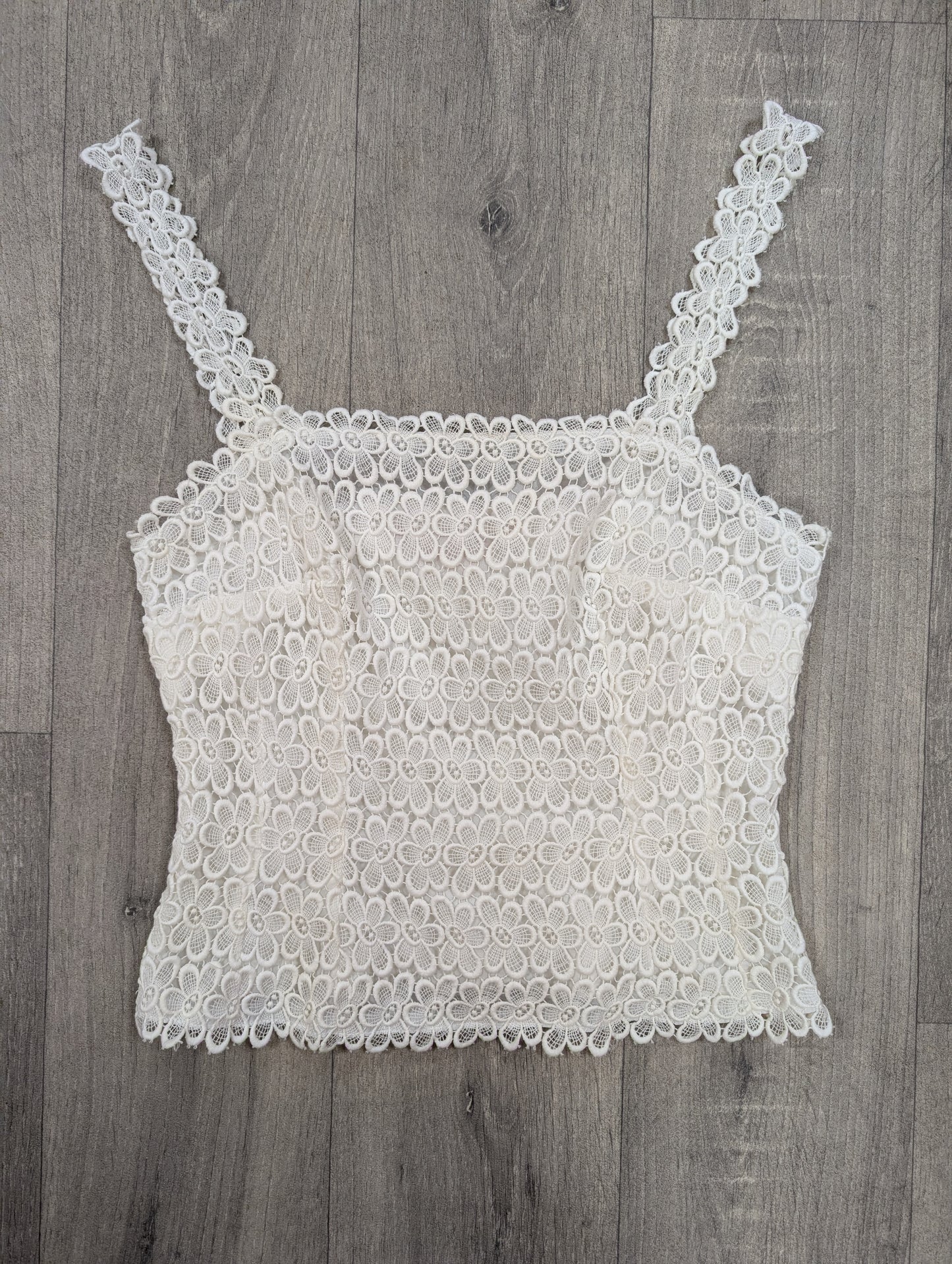 1960s J Oscar Sharpe white floral lace top - S/8