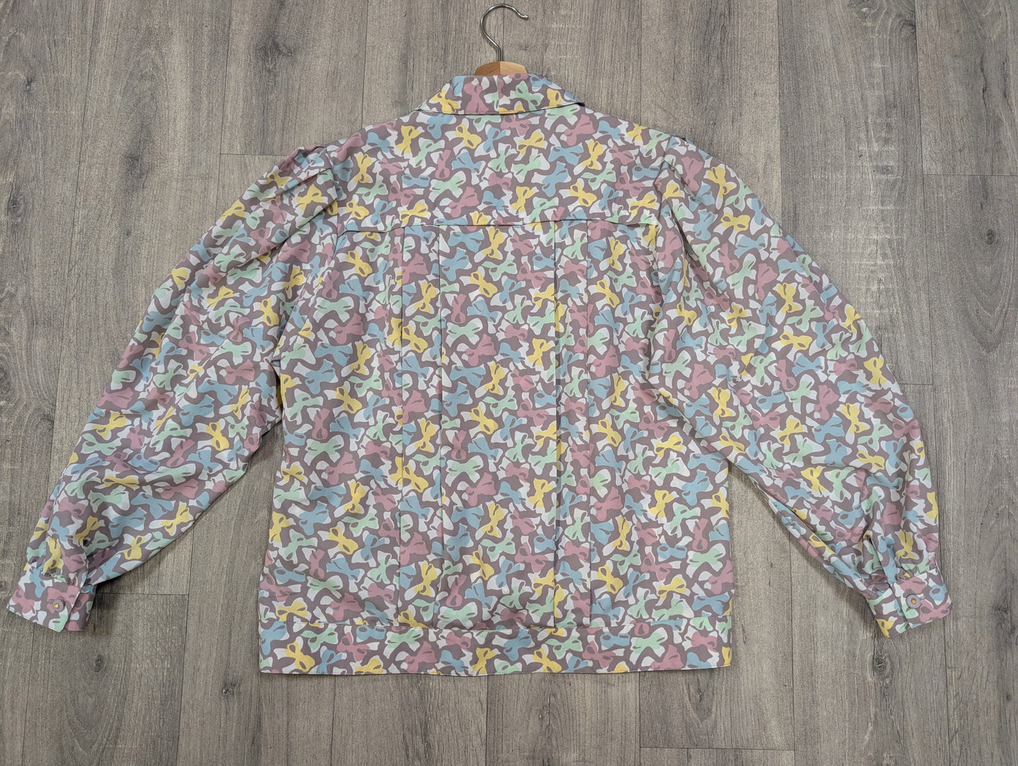 1980s Marquesa bow print jacket/cover up - M