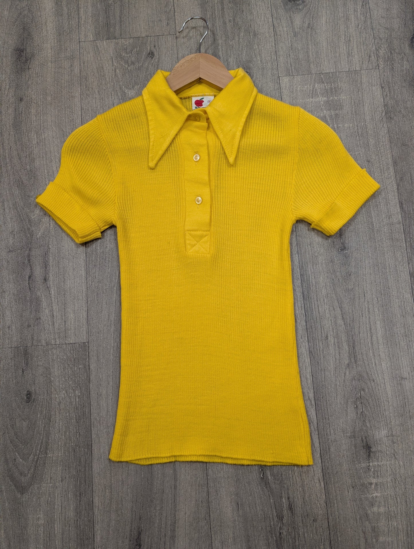 1970s yellow dagger collar shirt - XS/S