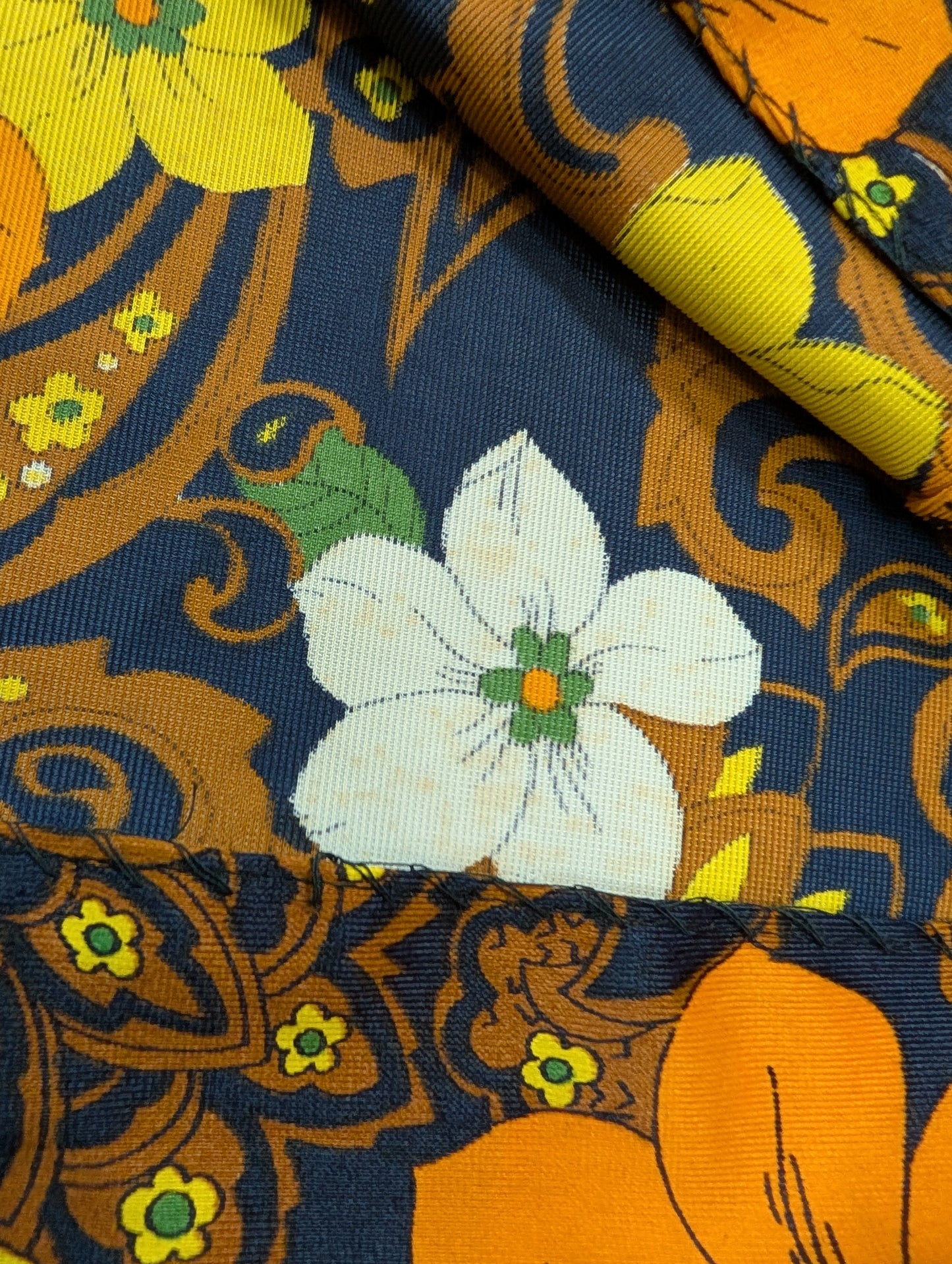 60s/70s Global orange floral maxi dress - XS/6