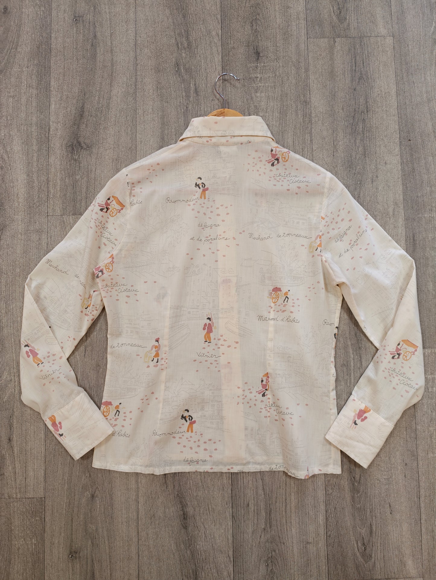 1970s Spinney novelty print dagger collar shirt - S/M