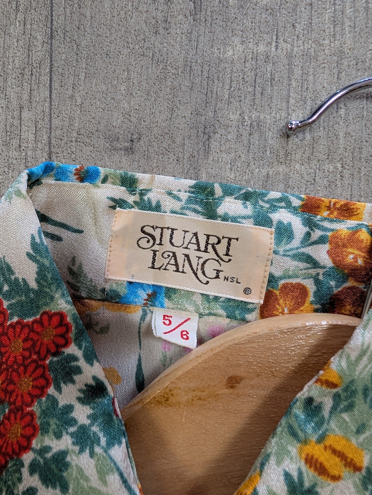 1970s Stuart Lang floral dagger collar shirt - XS