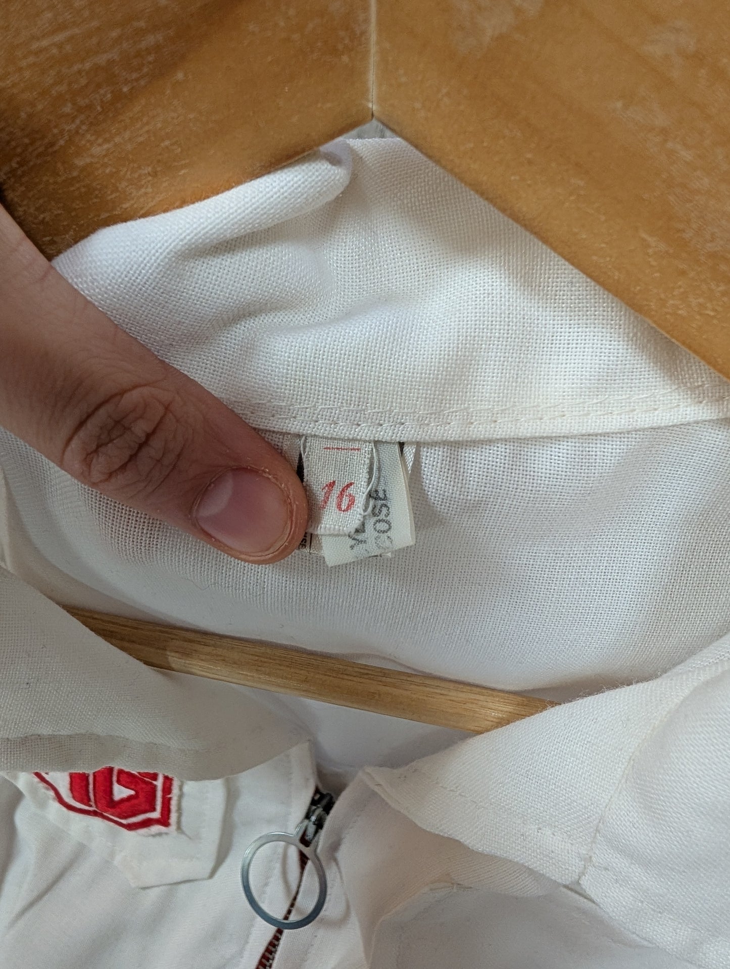 1970s white jumpsuit with MG patch - S/M/10/12