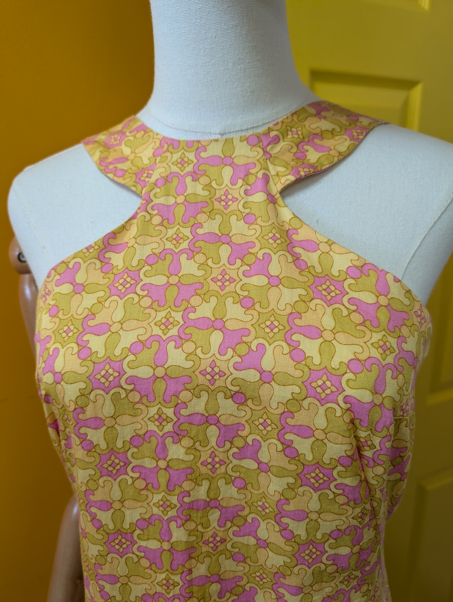 1960s Kay Sports psychedelic cotton mini dress - S/8/10