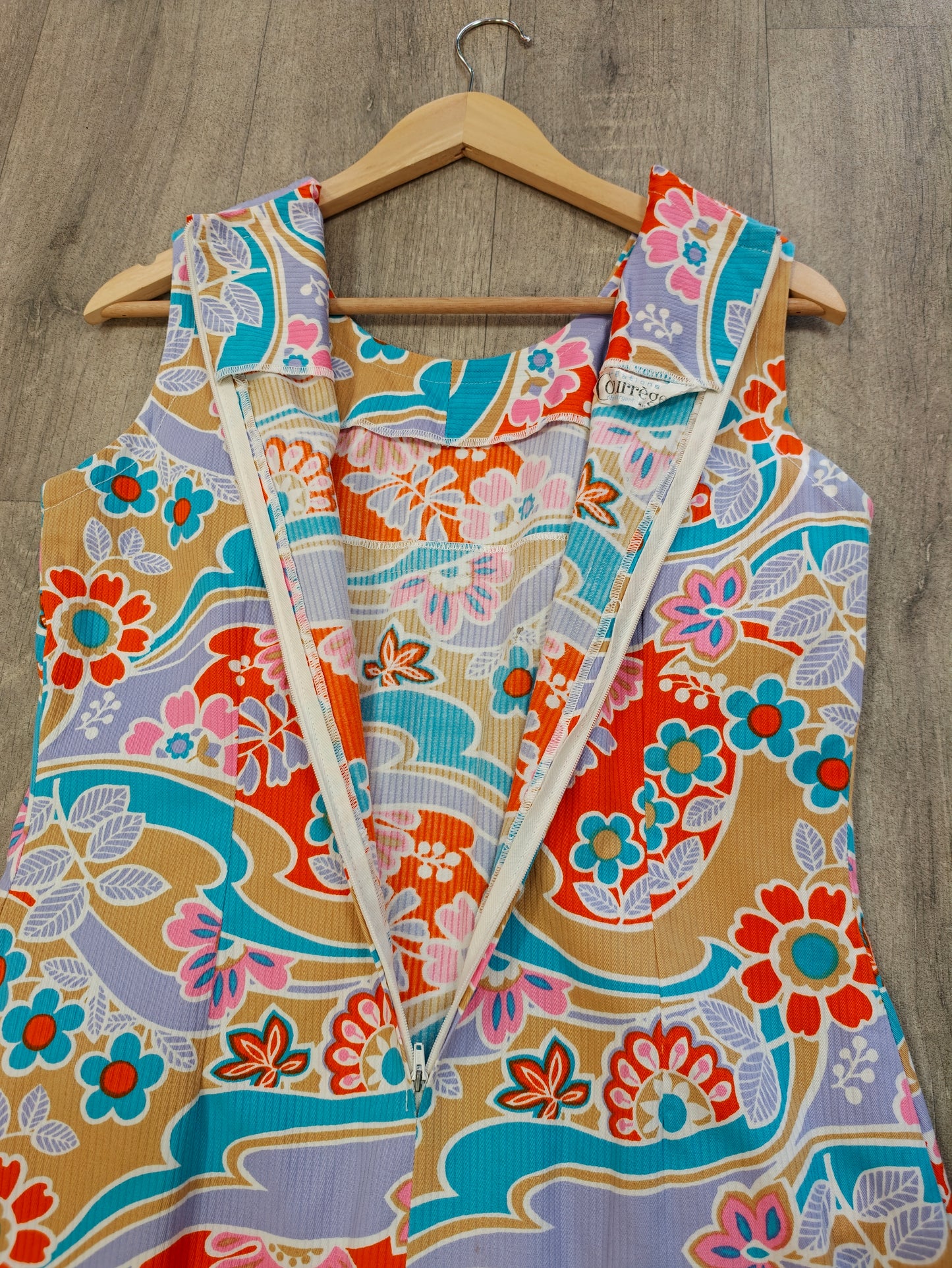 1960s Courreges Cote d'Argent psychedelic cotton mini dress - M/12