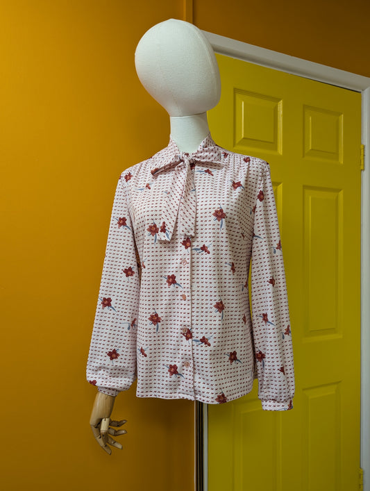 70s/80s Eastex pussy bow collar blouse - M/12