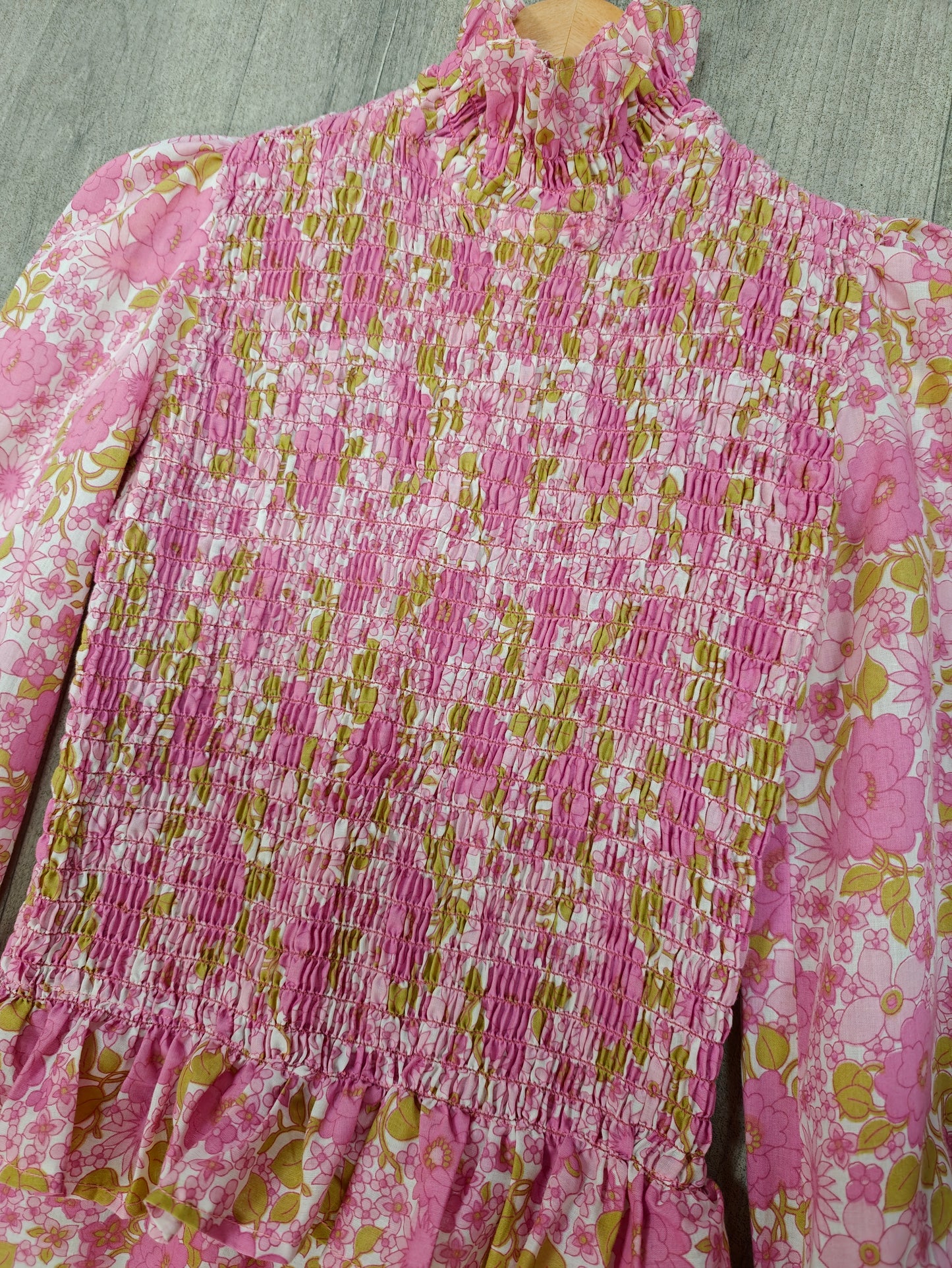 60s/70s pink floral maxi dress - XS/6