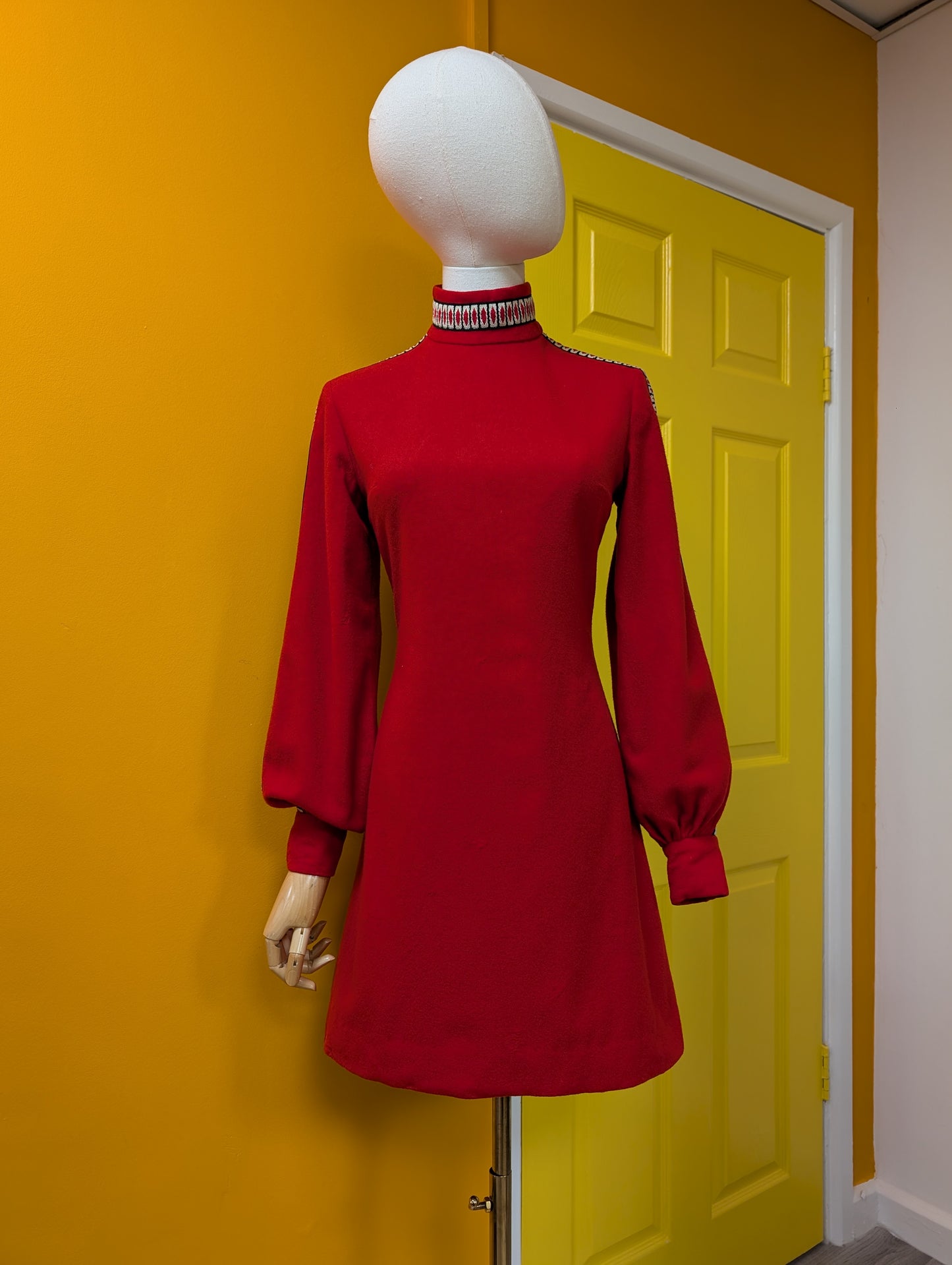 1960s Twiggy red wool mini dress - XS/S