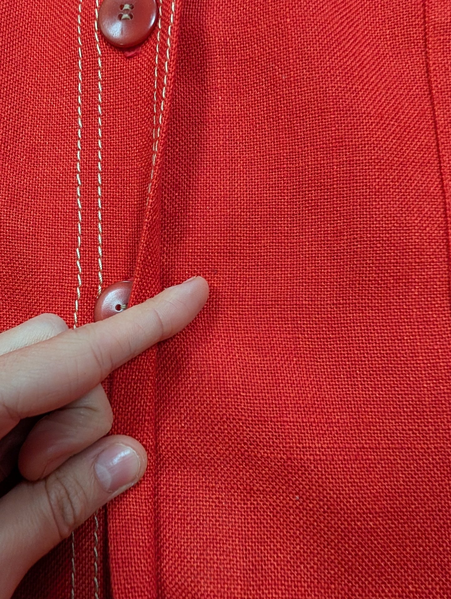 60s/70s red dress and belt - S/8/10