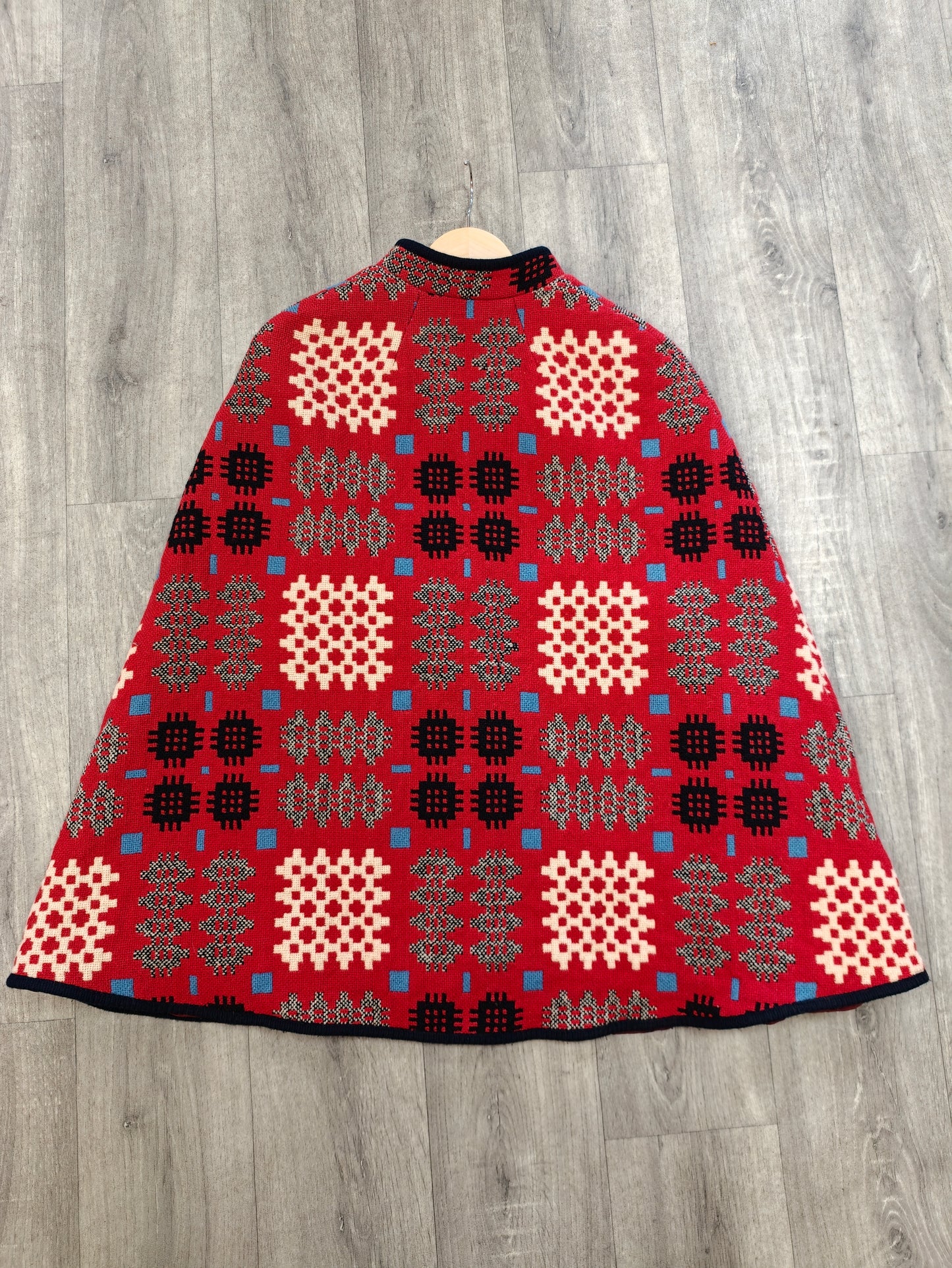 Coracle Clothes/Dillad Corwgl Welsh tapestry wool belted cape