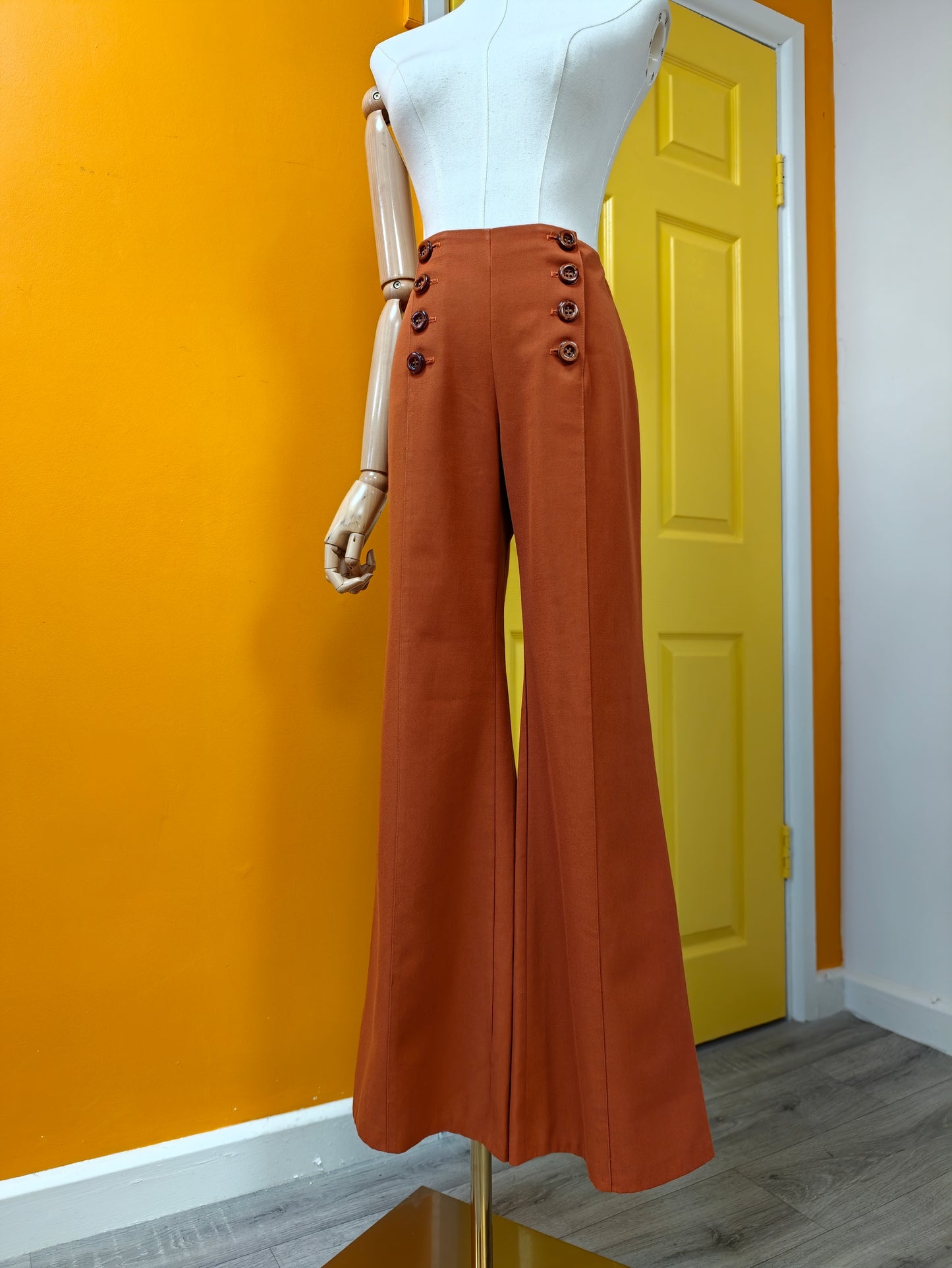 1970s St Michael button front flares - 26" waist