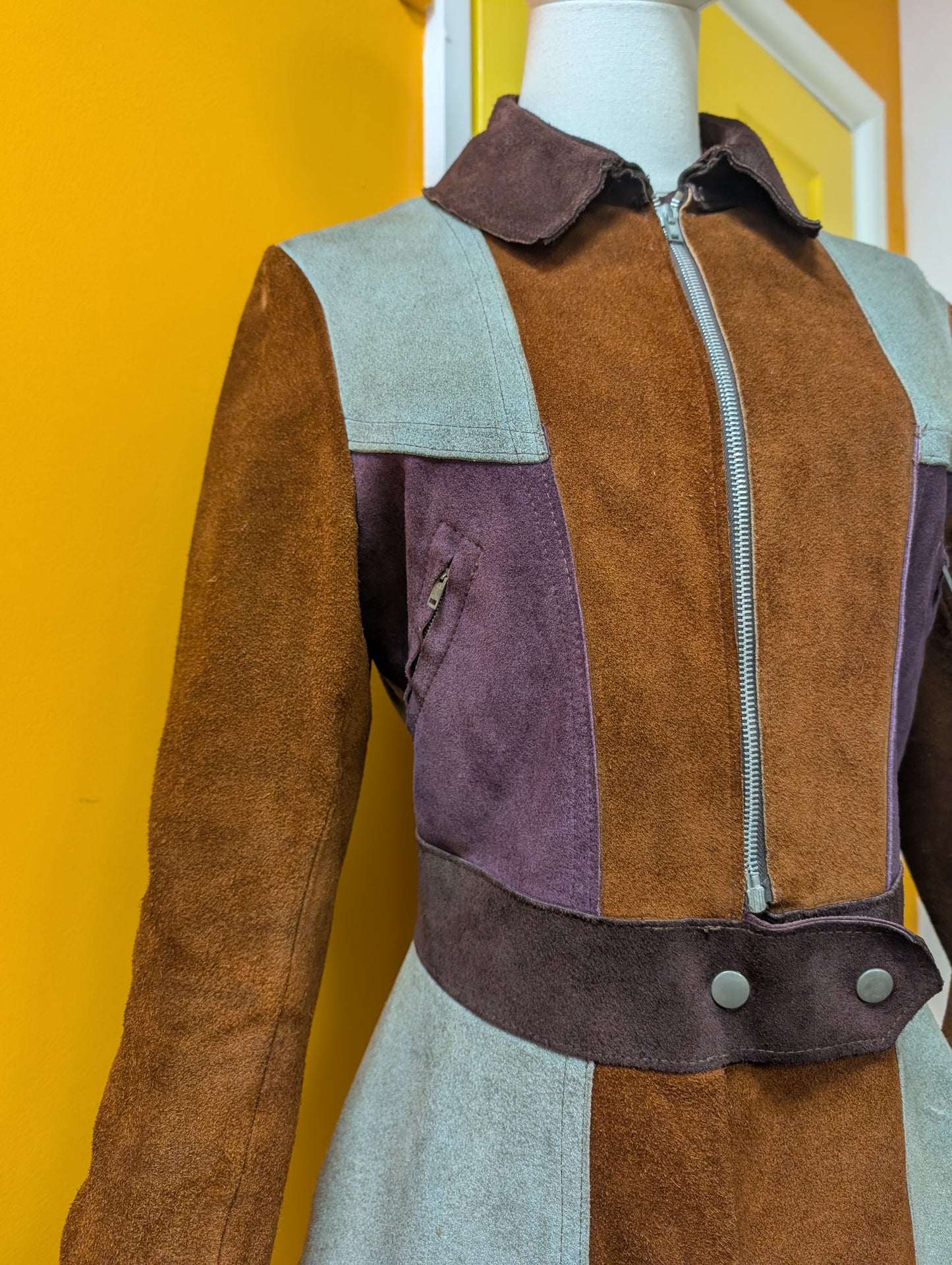 Epic 1970s colour block suede jacket - S/8