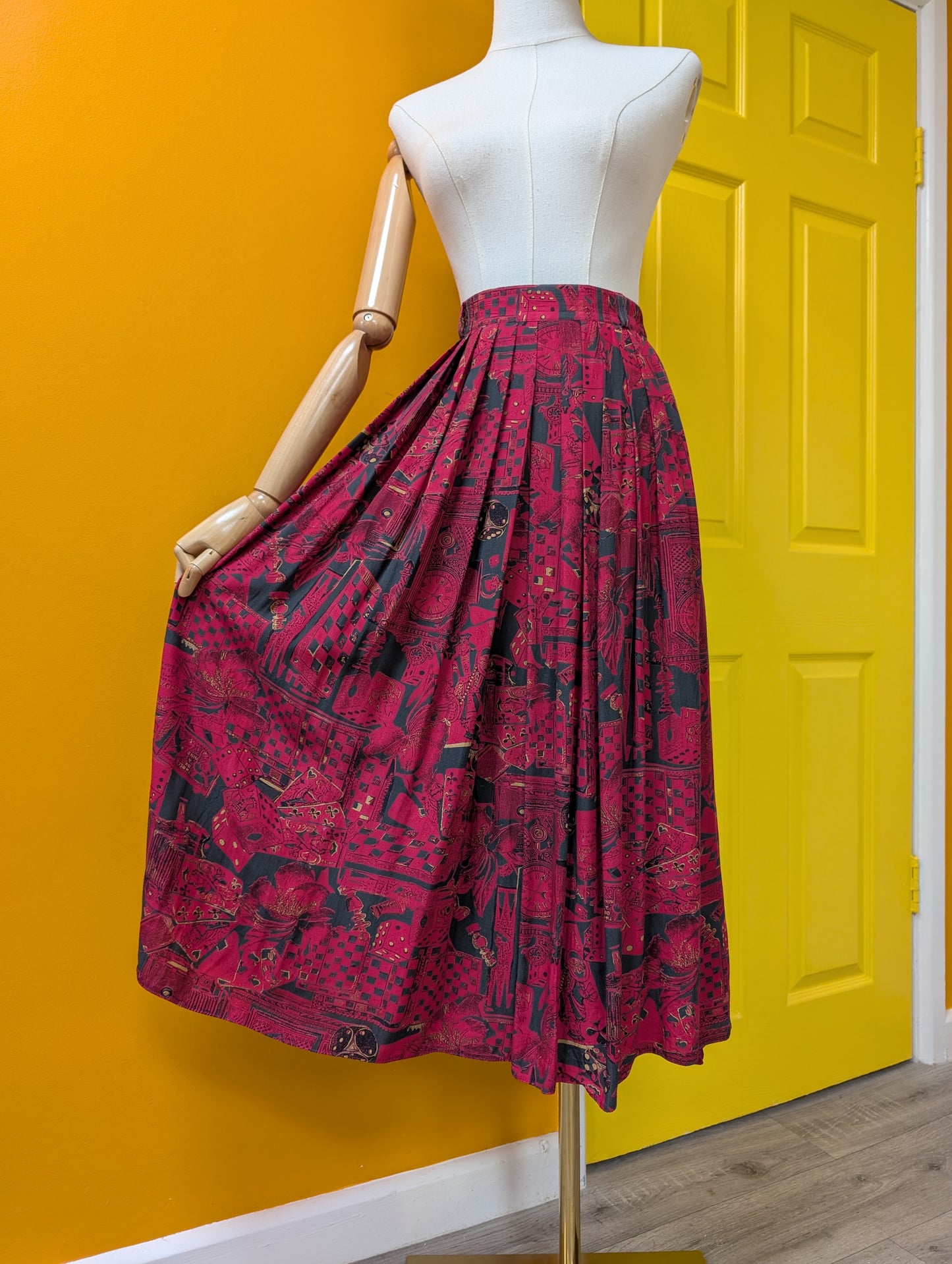 1980s Irringer novelty print shirt and skirt - Size 10/12