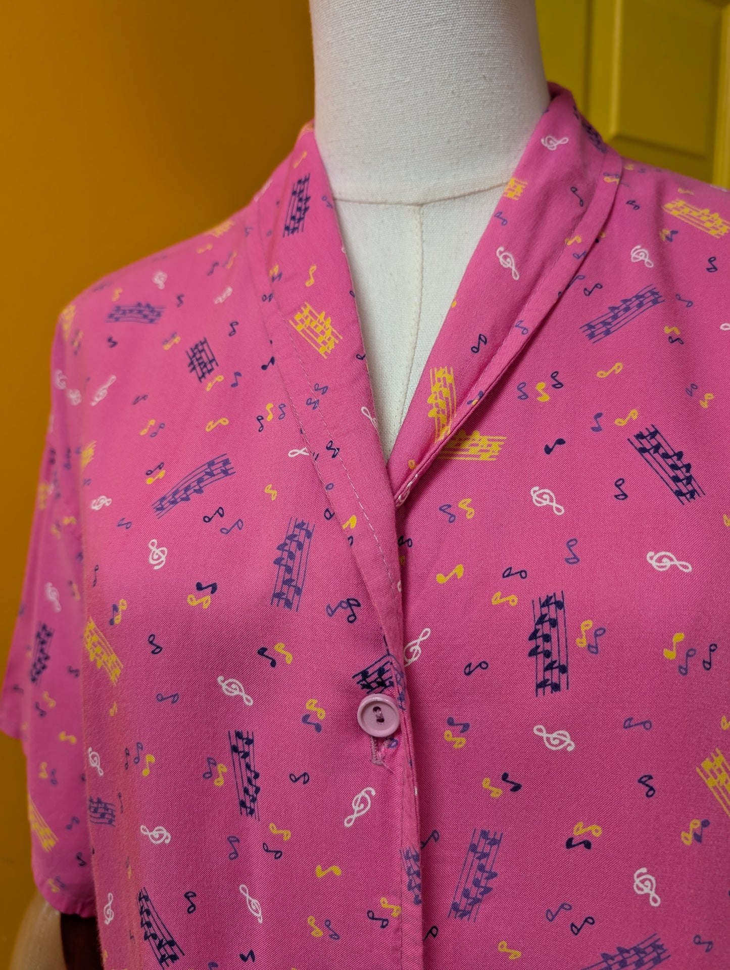 1980s novelty music note print shirt - S