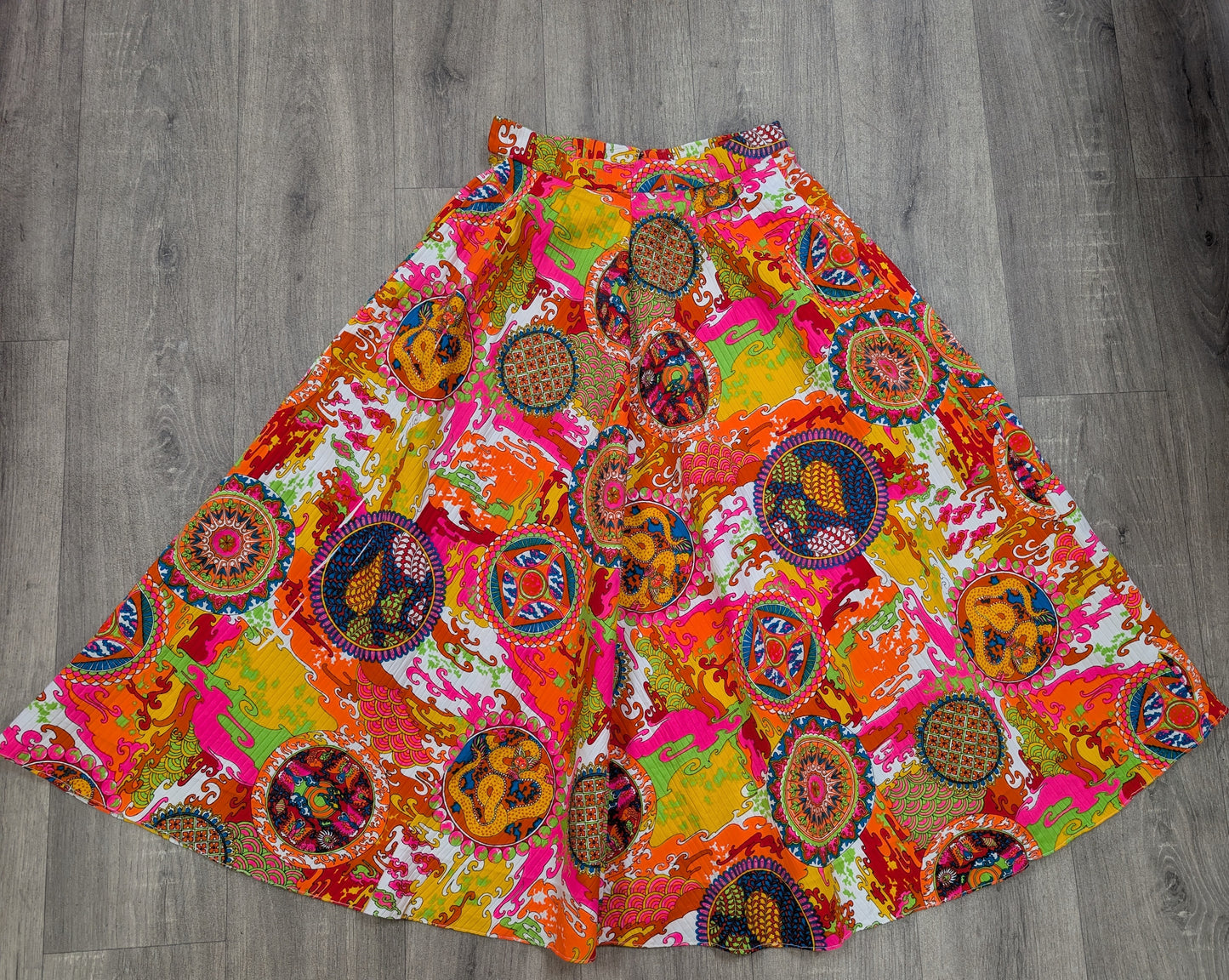 Alexander Clare psychedelic Chinese dragon print cotton skirt - 27" waist