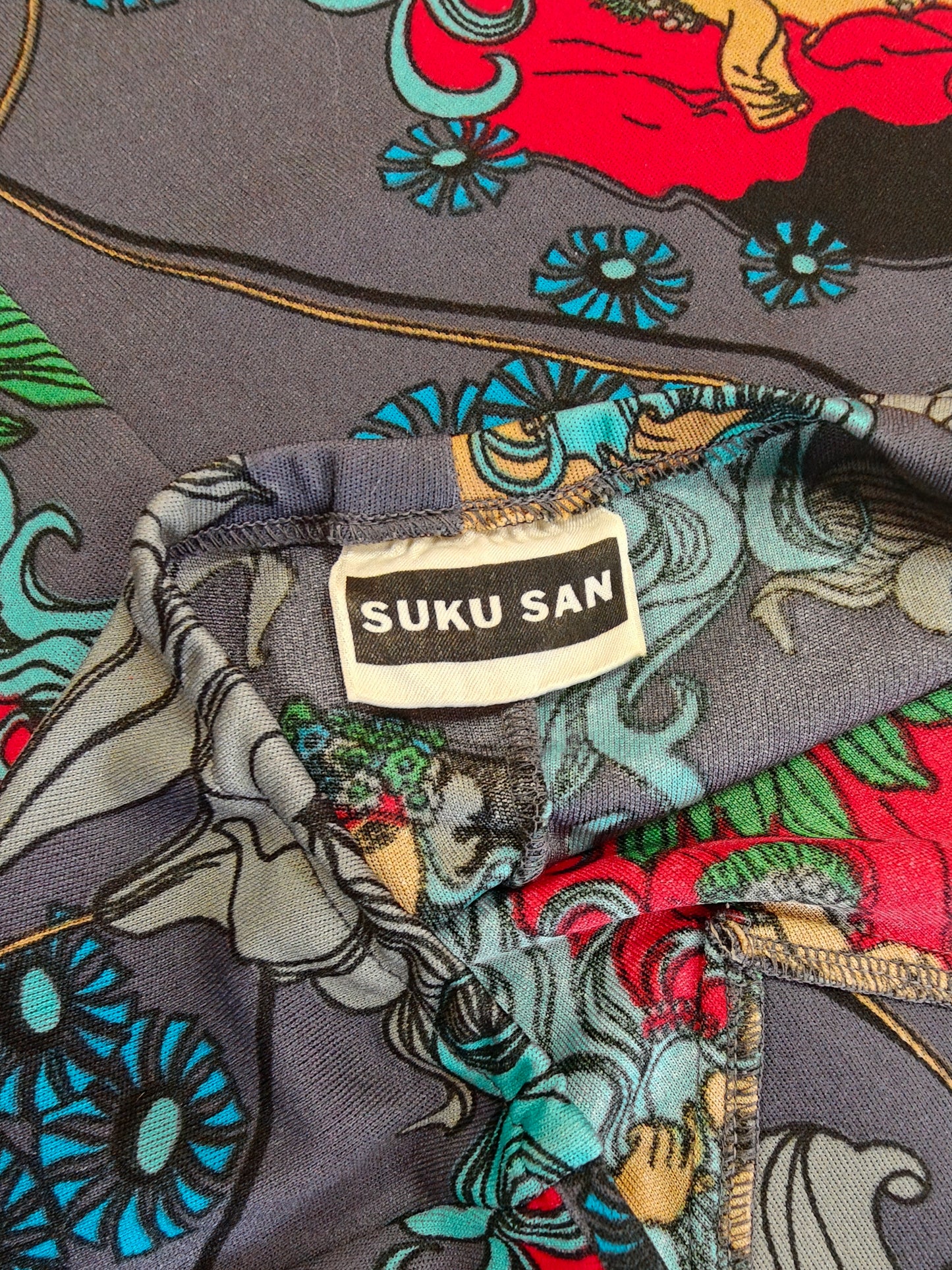 1970s Suku San novelty Art Nouveau print halter neck maxi dress & jacket - XS/S/6/8
