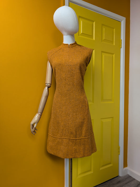 1960s Carvale orange wool dress - S/10