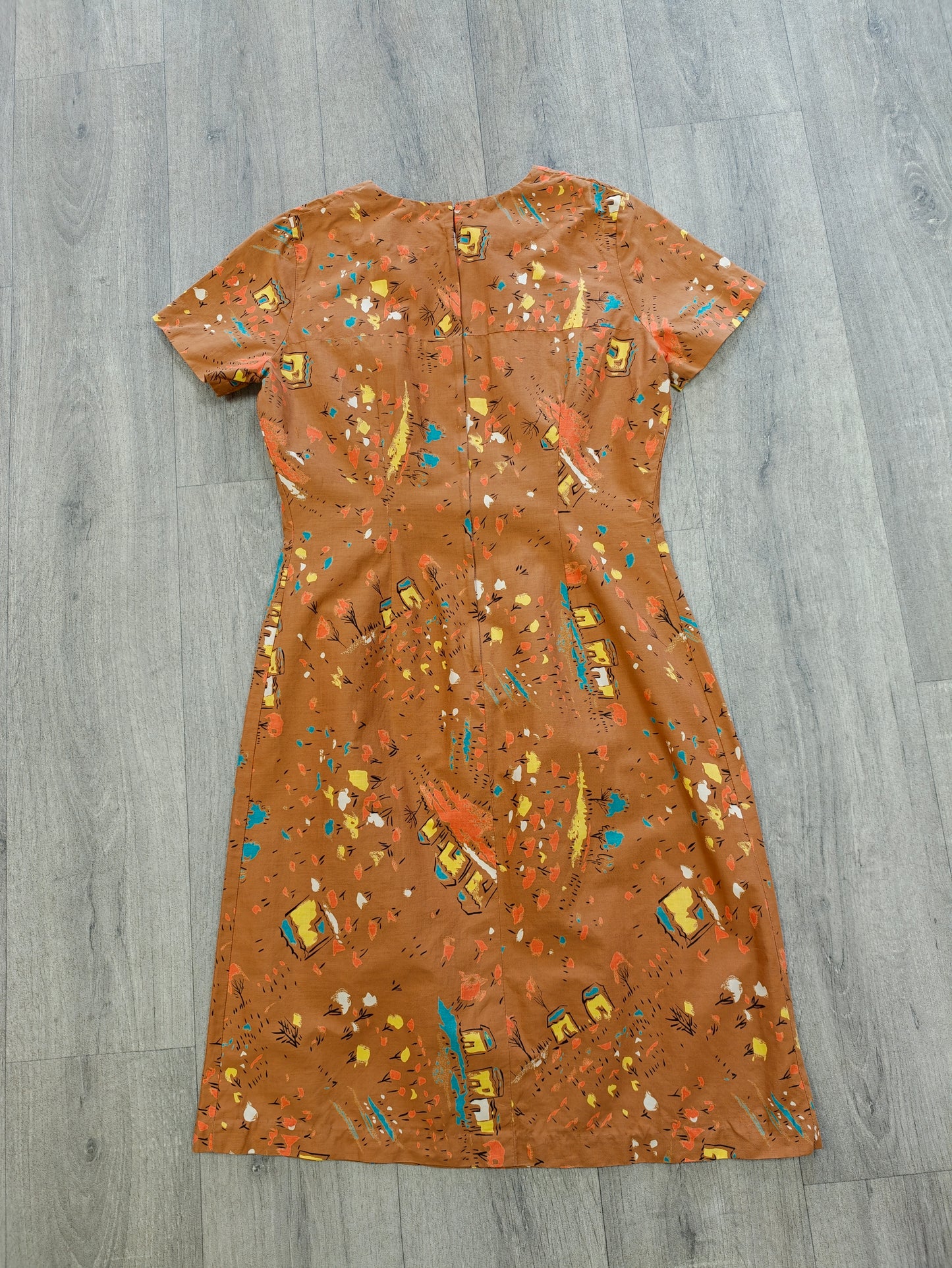 1960s novelty print cotton dress - S/10