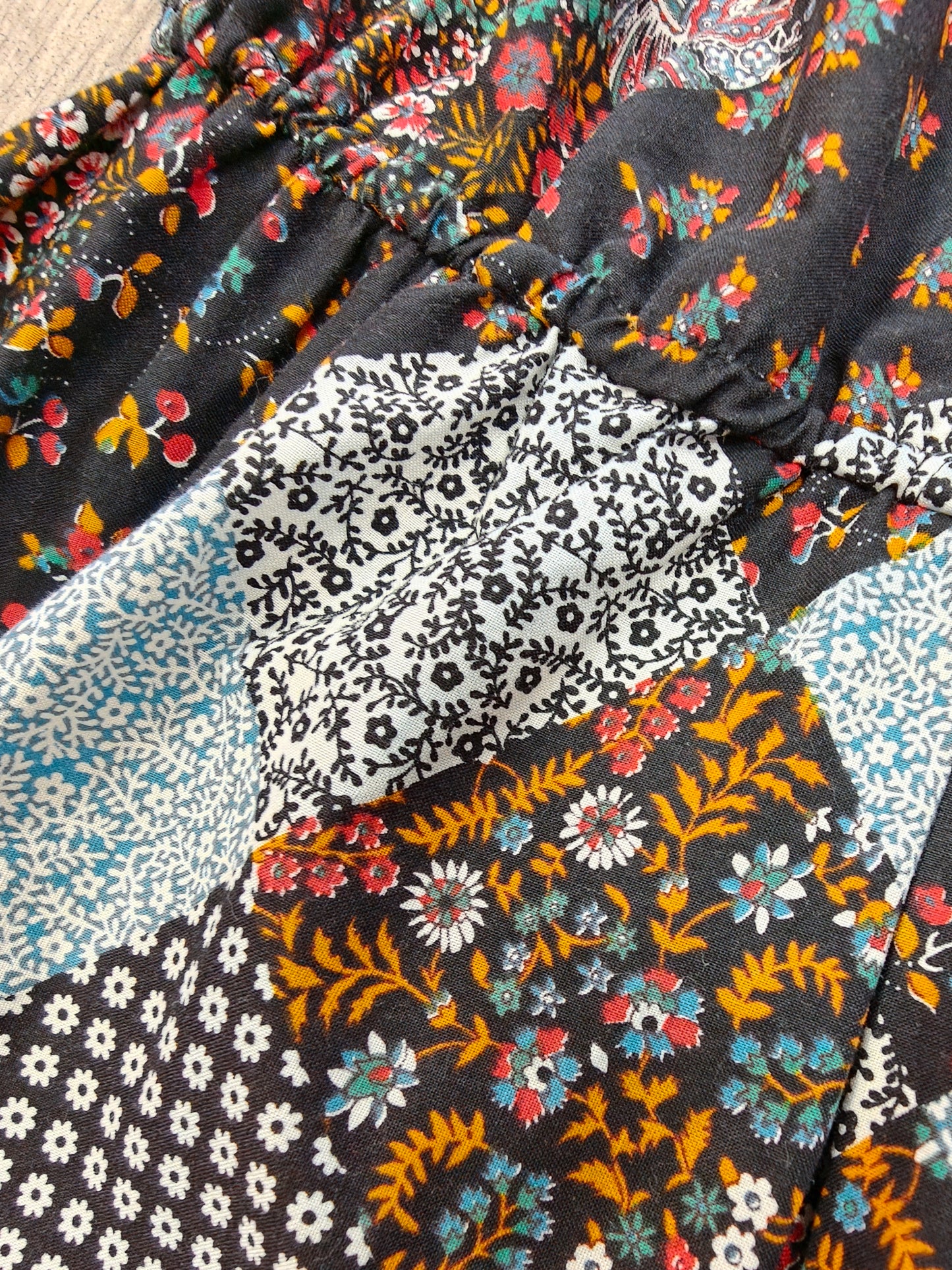 1970s patchwork print cotton dress - S/M