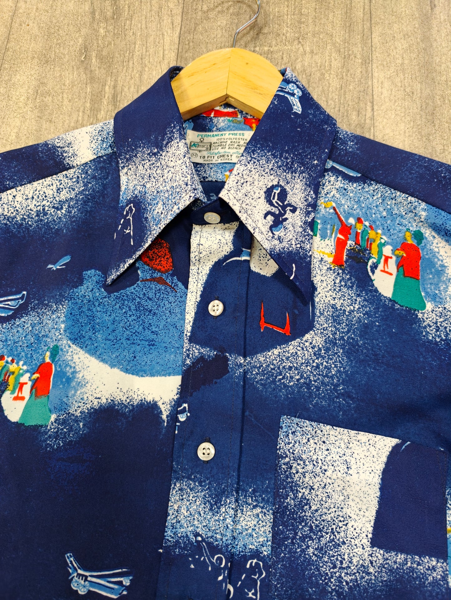 1970s Kmart novelty print dagger collar shirt