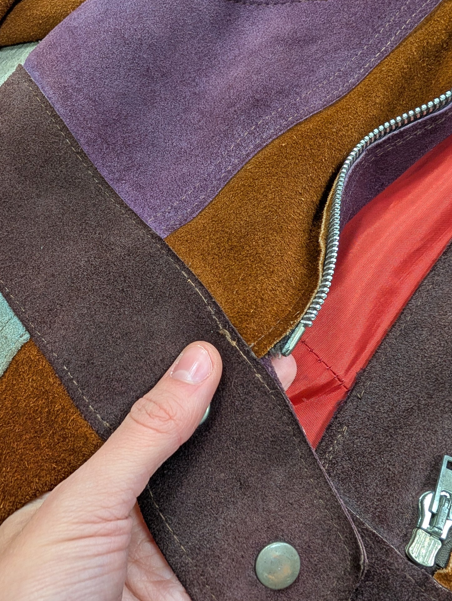 Epic 1970s colour block suede jacket - S/8