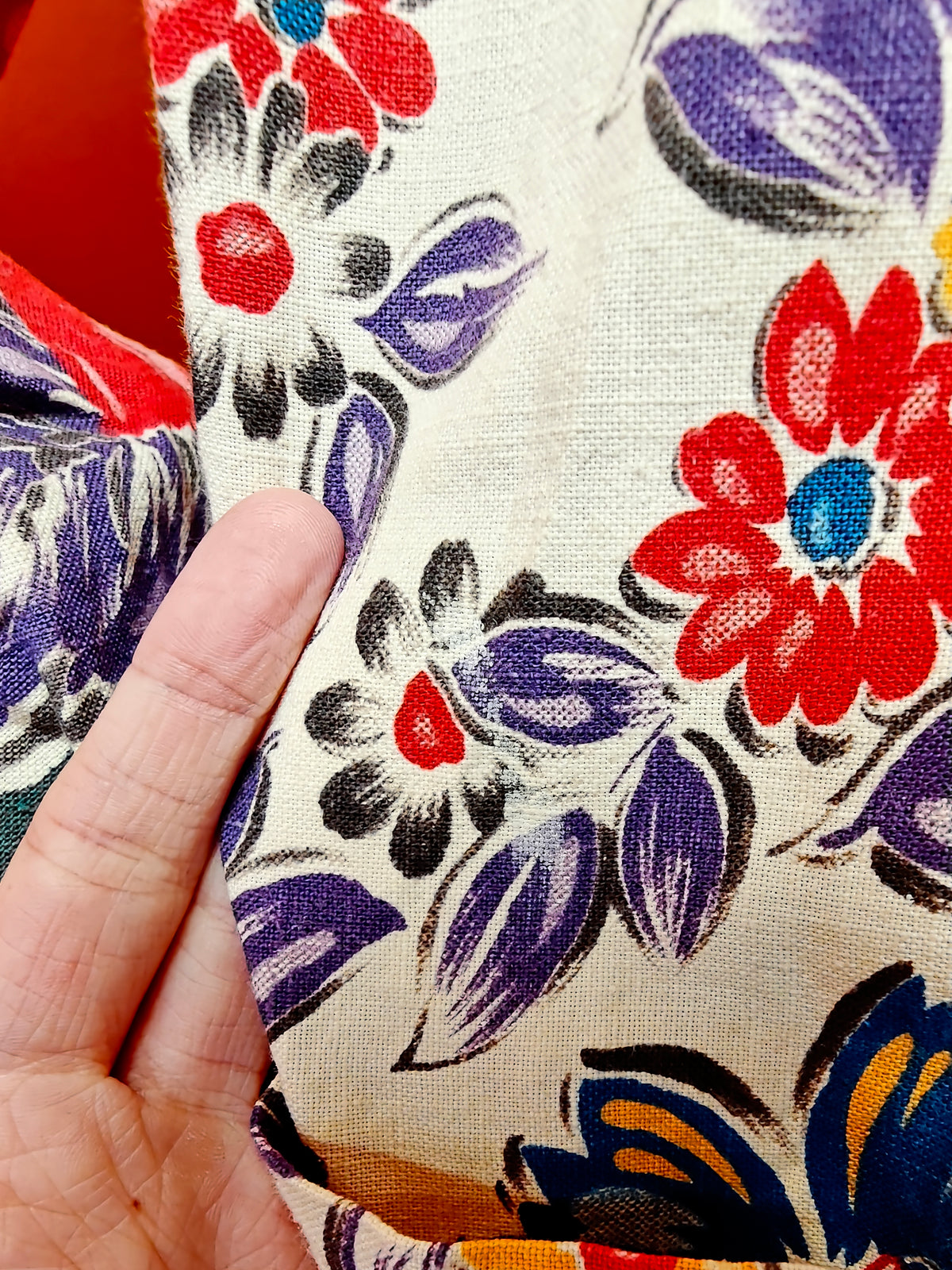 1940s floral cotton chore smock/housecoat