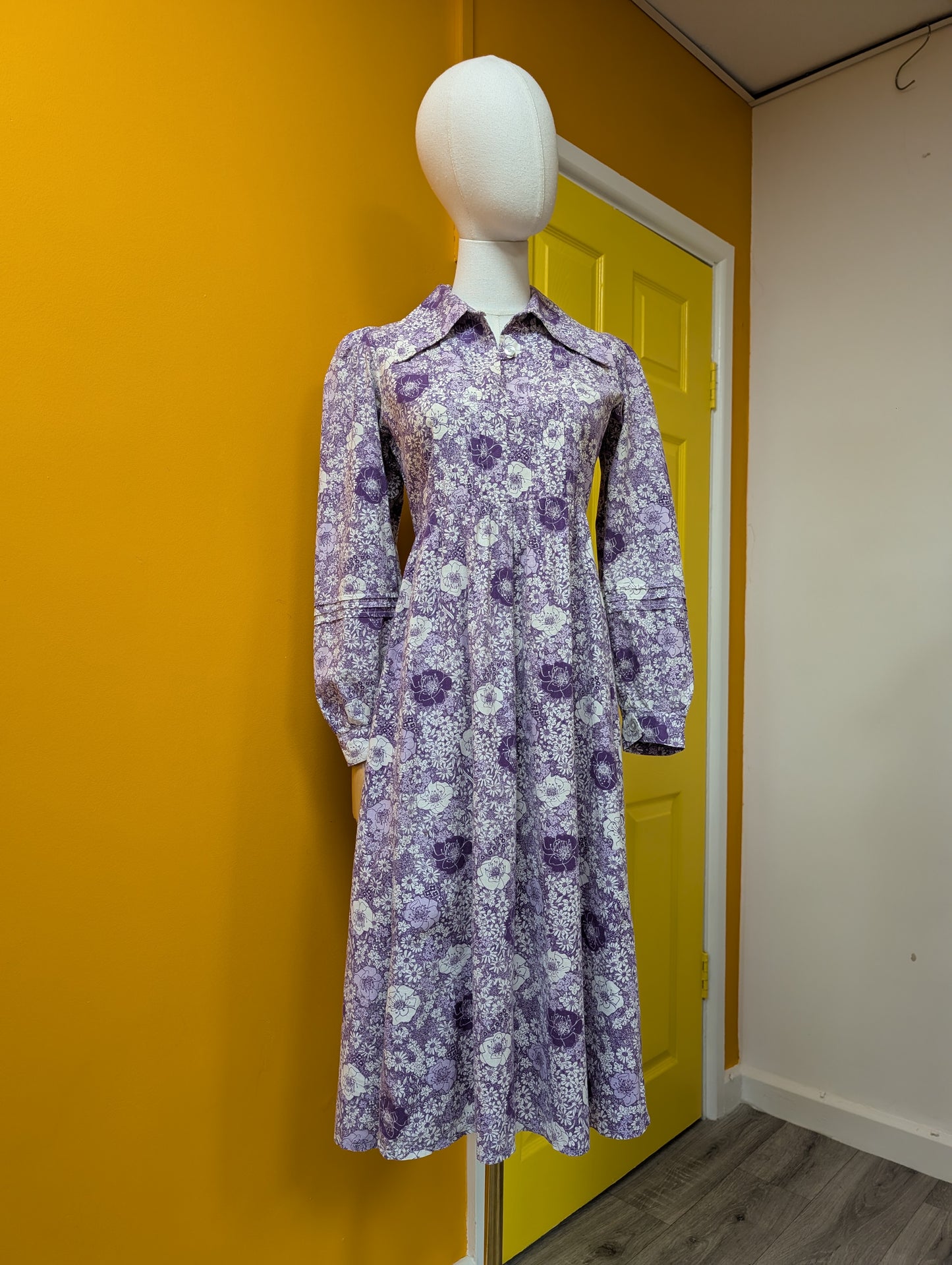 1970s made in Wales Laura Ashley purple floral dress - S/10