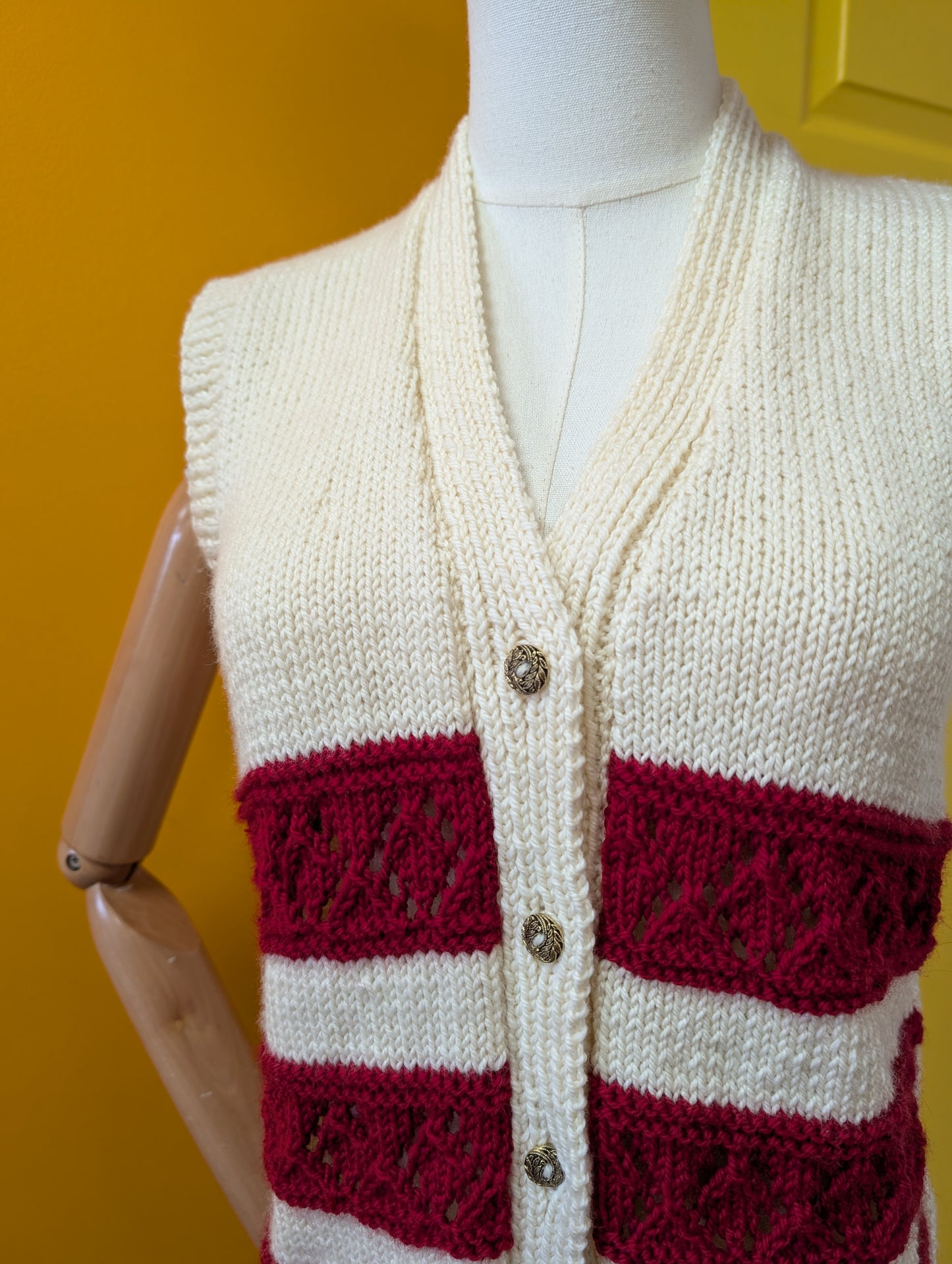 Hand knitted waistcoat/vest - S