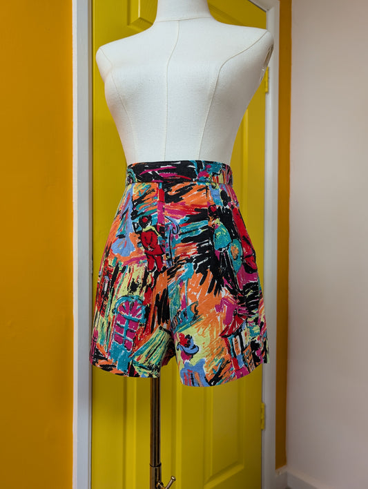 1950s novelty print shorts - 26" waist