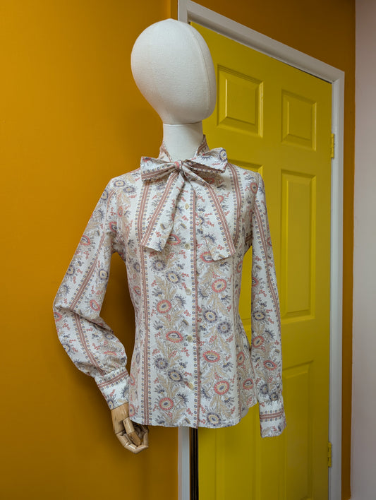1970s pussy bow blouse -S/M