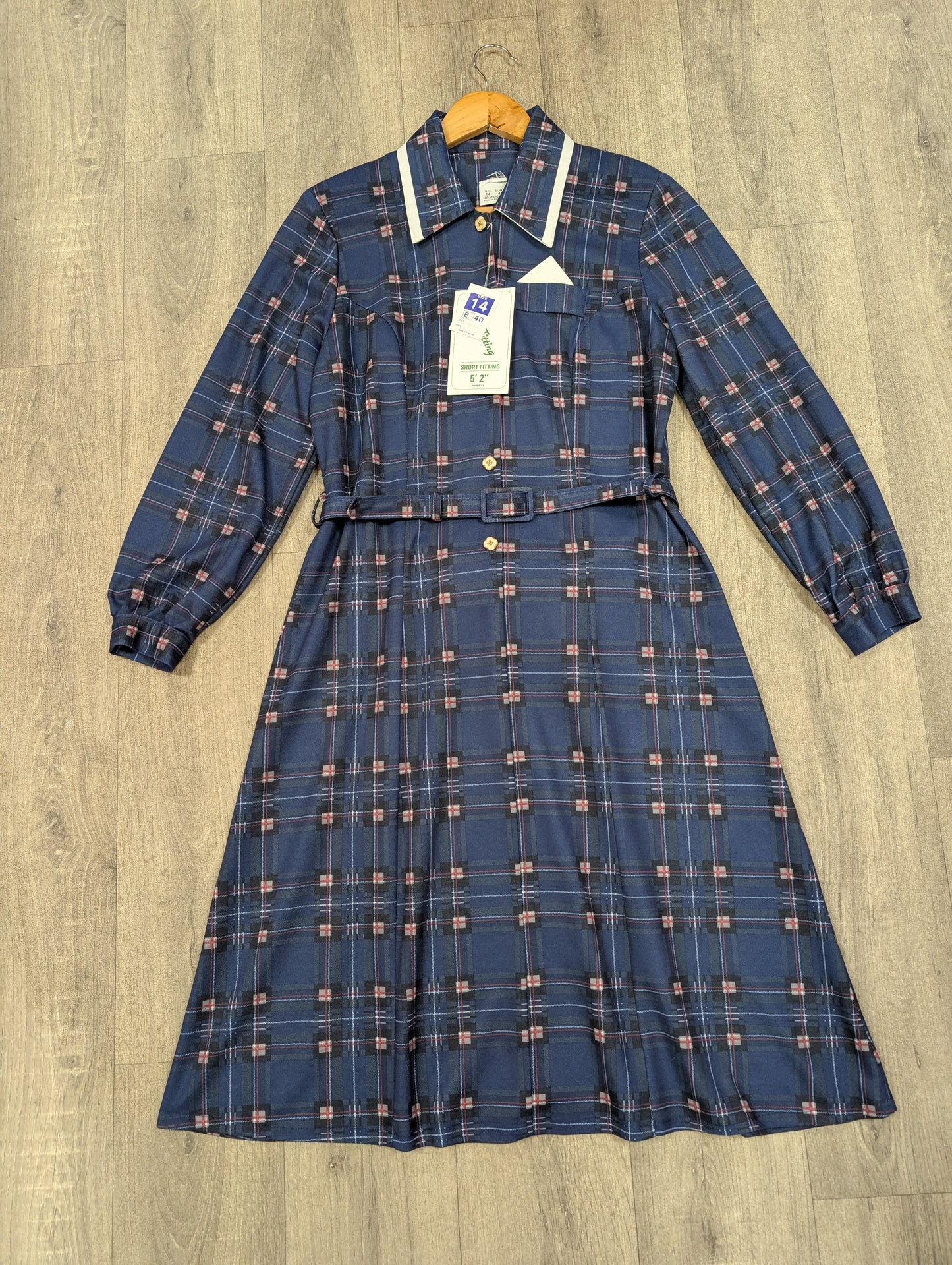 Deadstock 1980s check dress & belt - M