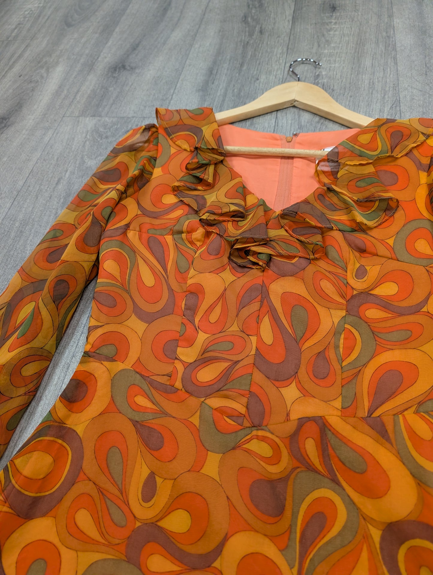 1960s Mademoiselle psychedelic orange dress - S/8