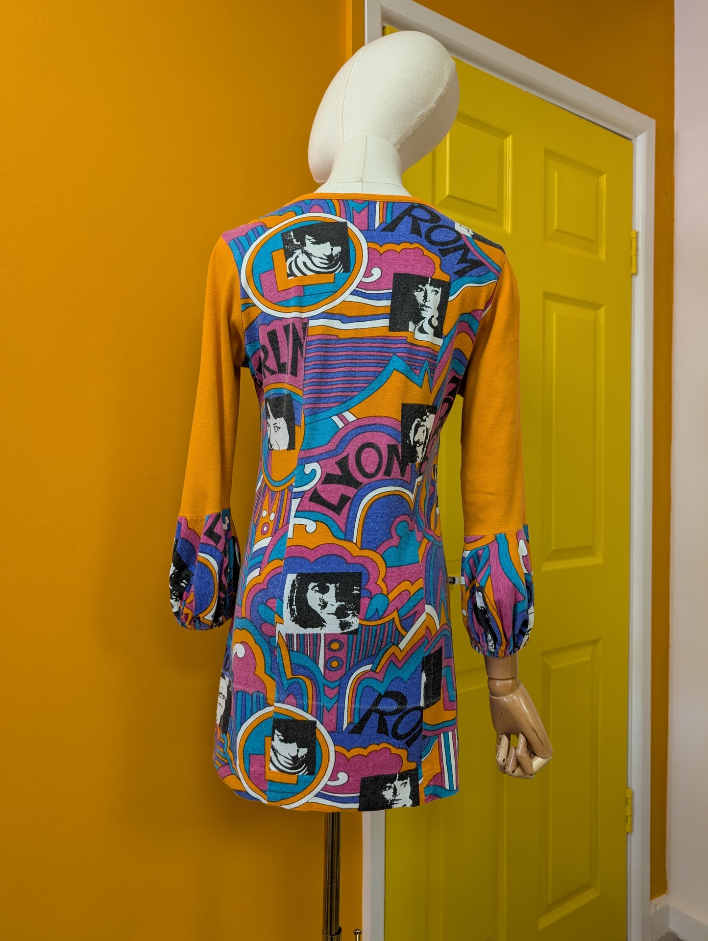1970s Fasching Karneval novelty print cotton mini dress - XS/S