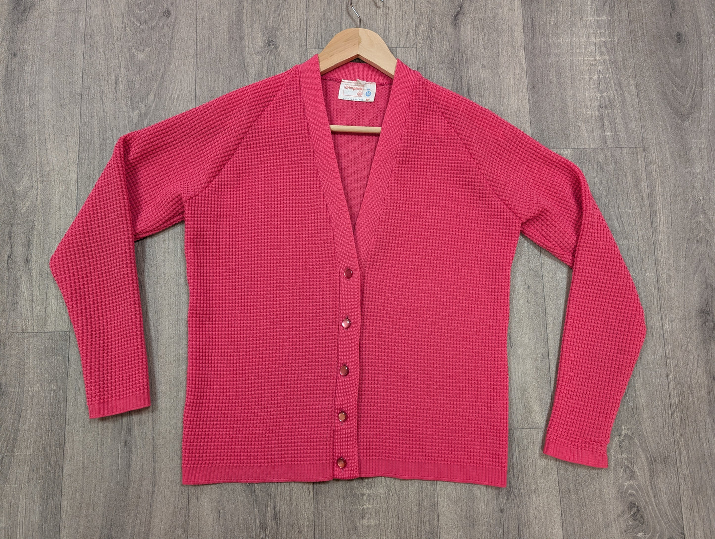 1960s pink crimplene cardigan - S/M