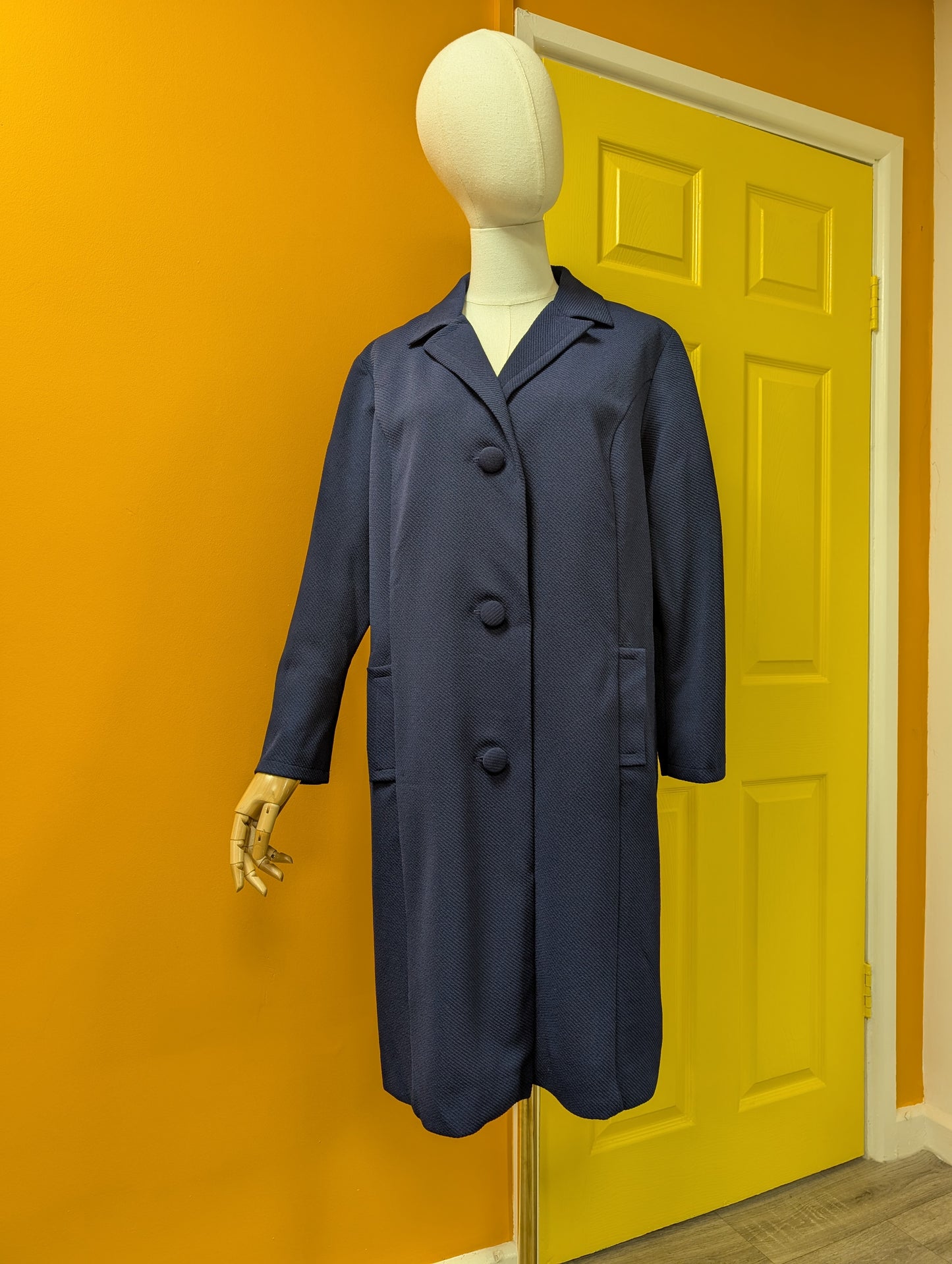 1960s Richard Stump blue crimplene coat - M/L