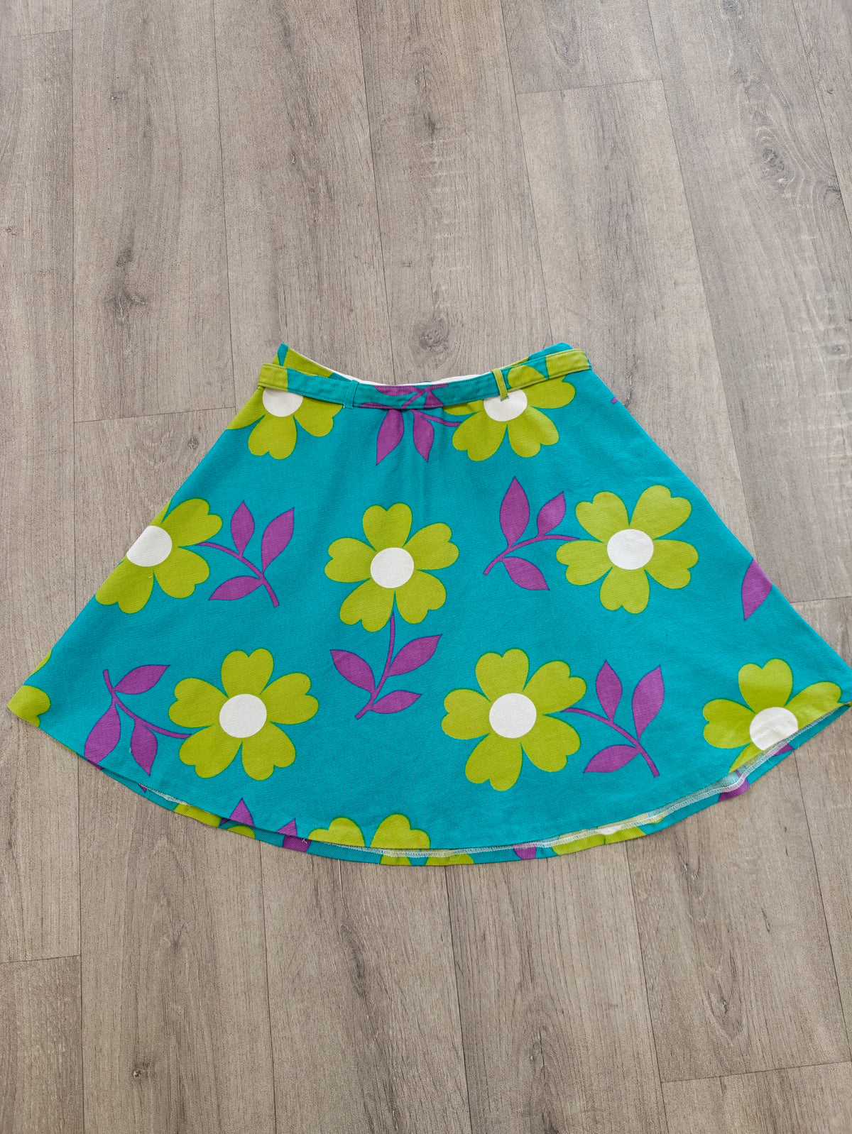 1960s flower power mini skirt with belt - 25" waist