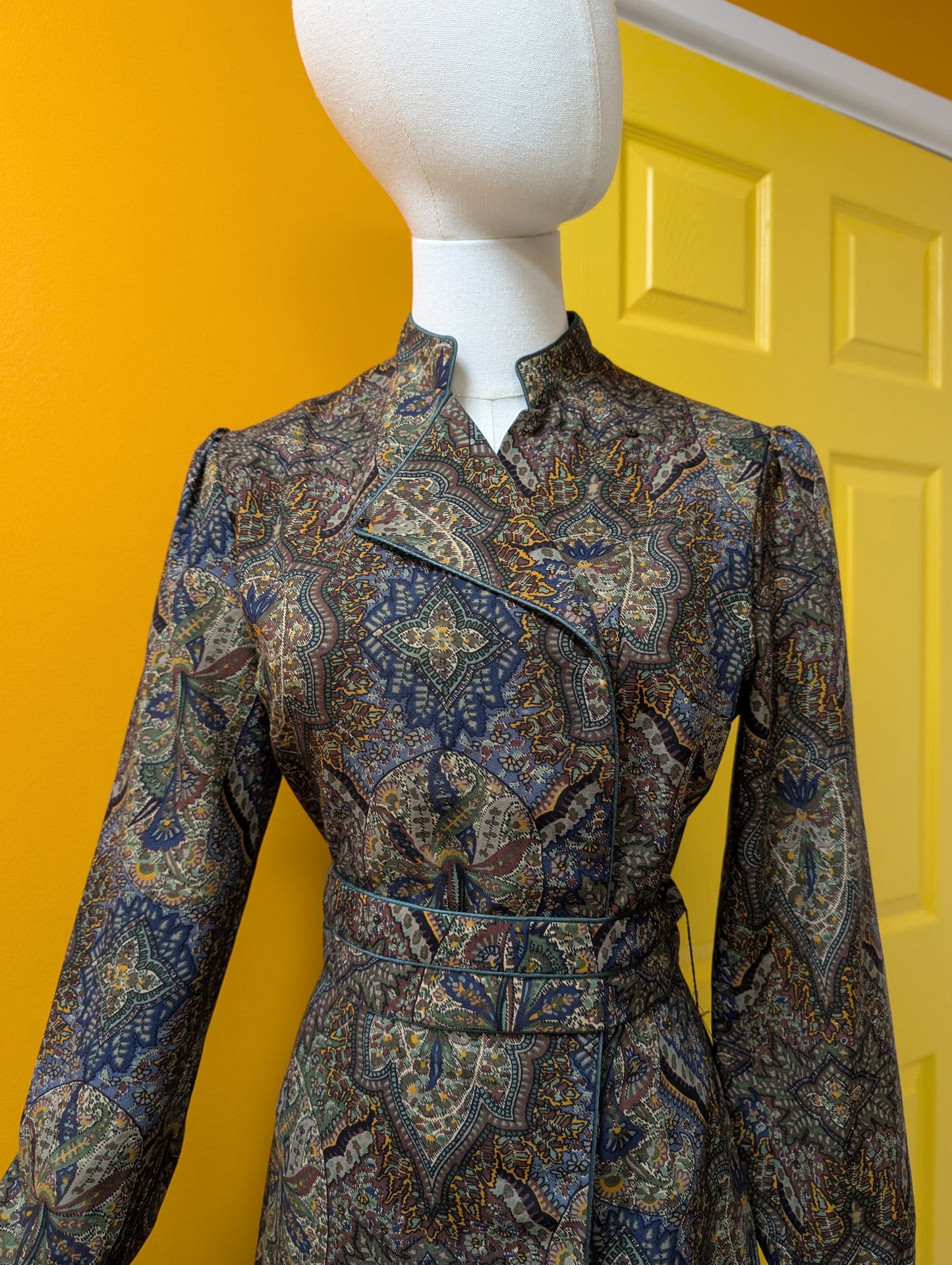 1970s Mr John wool Liberty fabric dress - Size 8