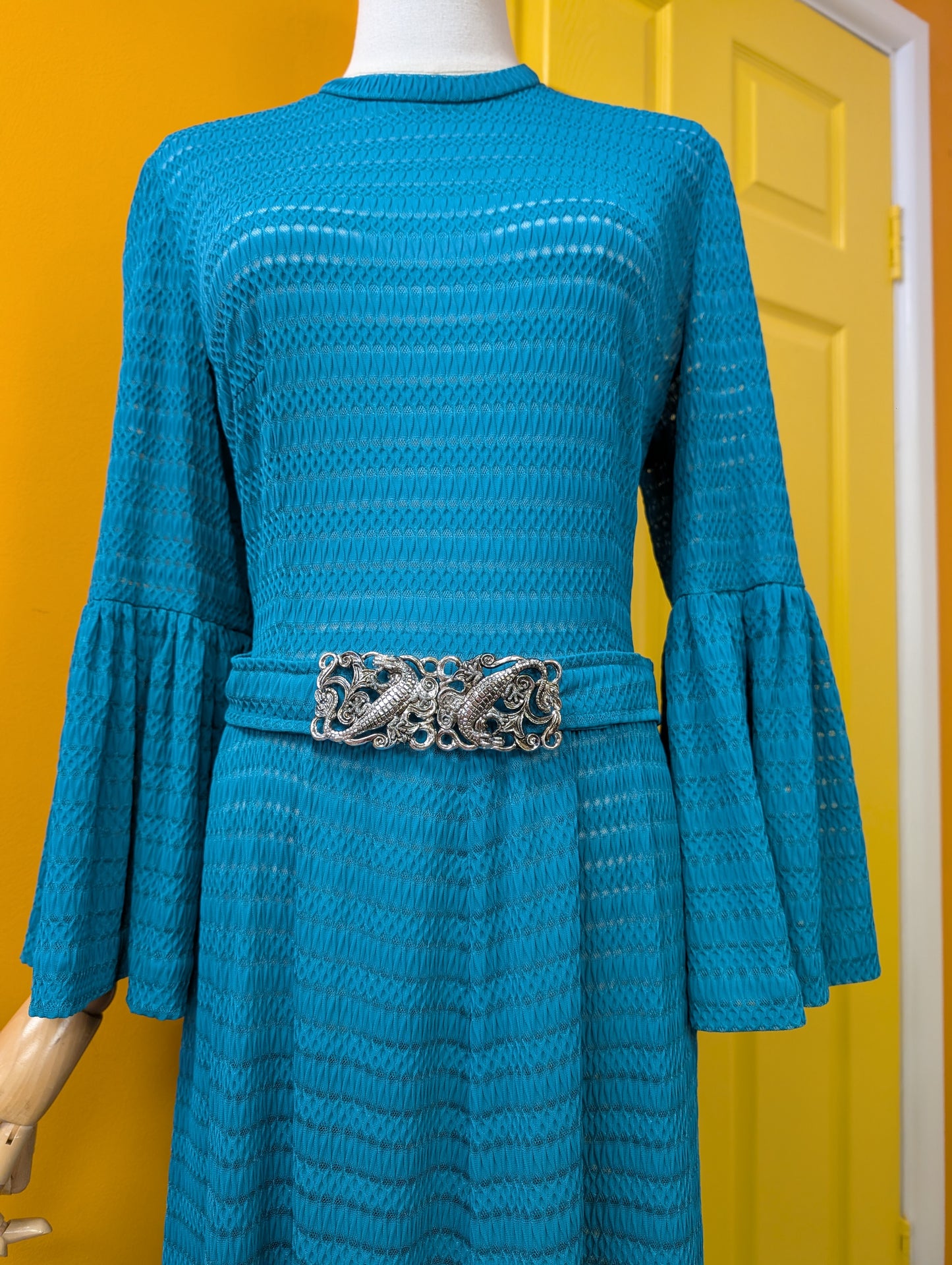 1970s Berkertex maxi dress & belt - L/16