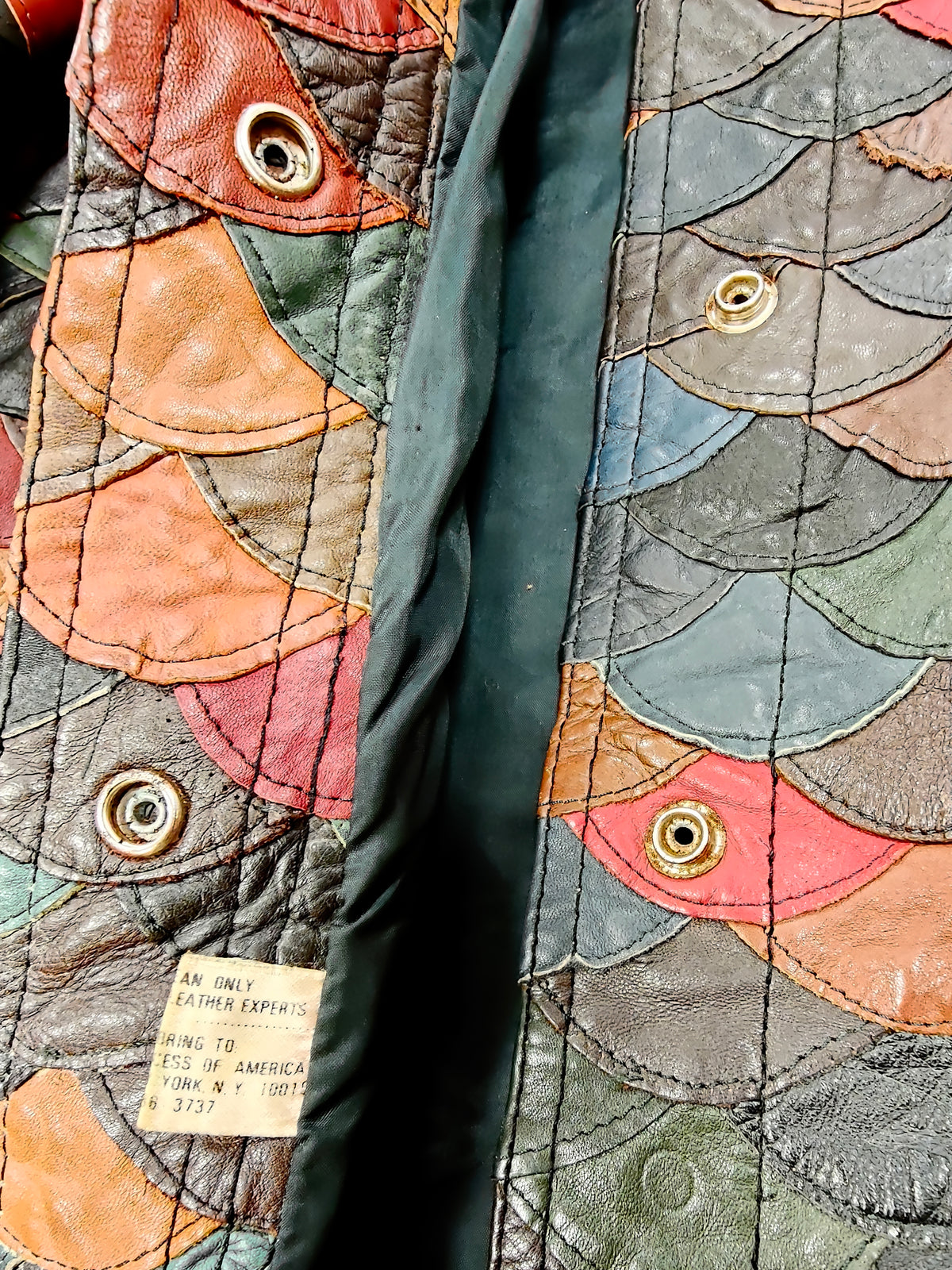 1970s fish scale patchwork leather jacket - XS/S
