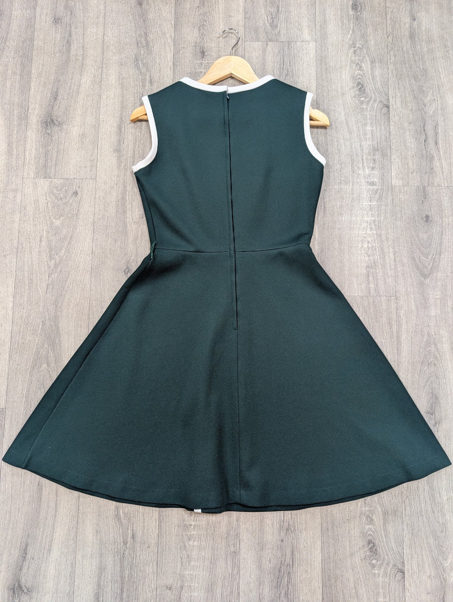 60s/70s Bleeker Street green & white dress - S/10