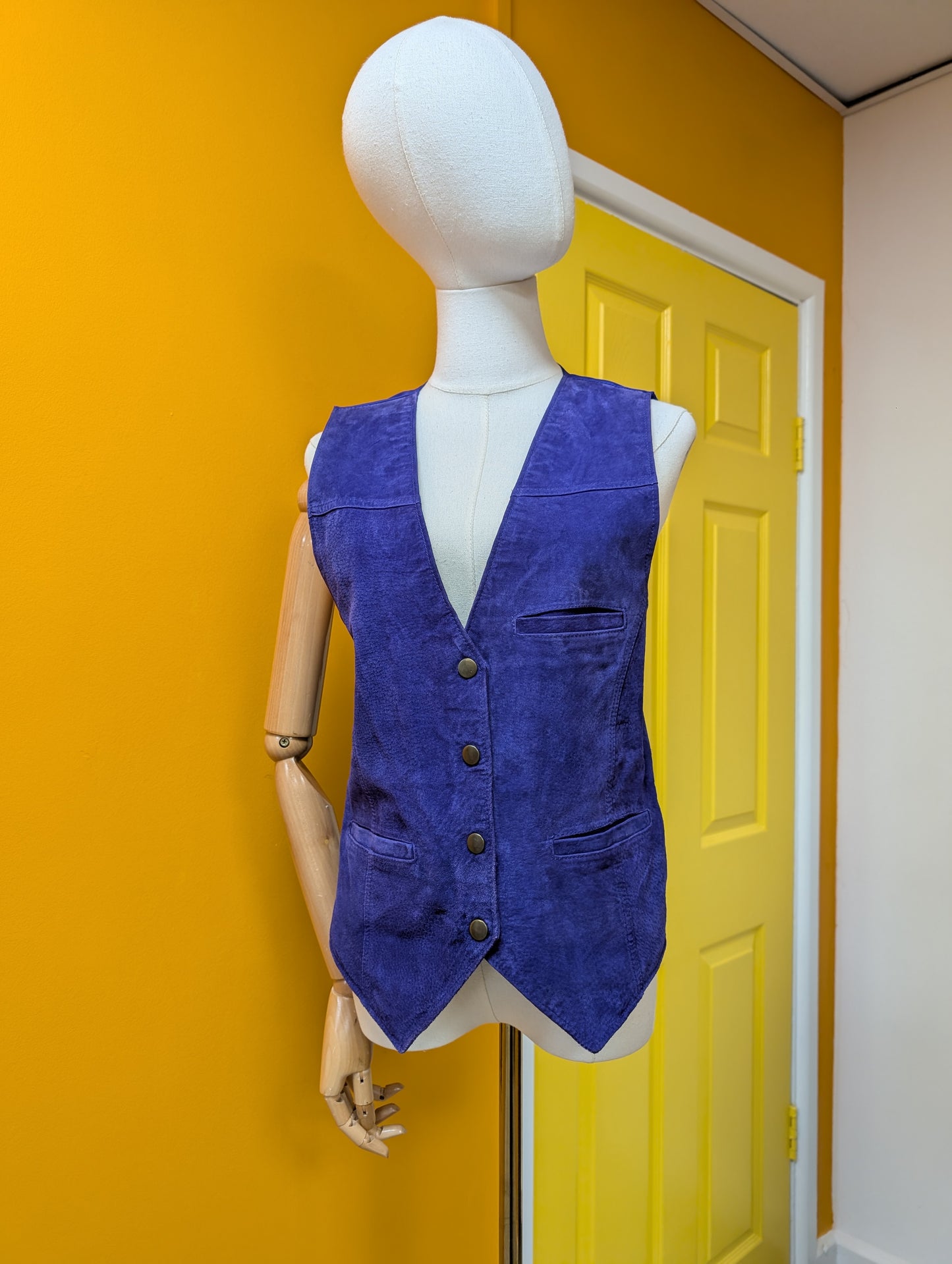 1990s Don't Stop purple suede waistcoat