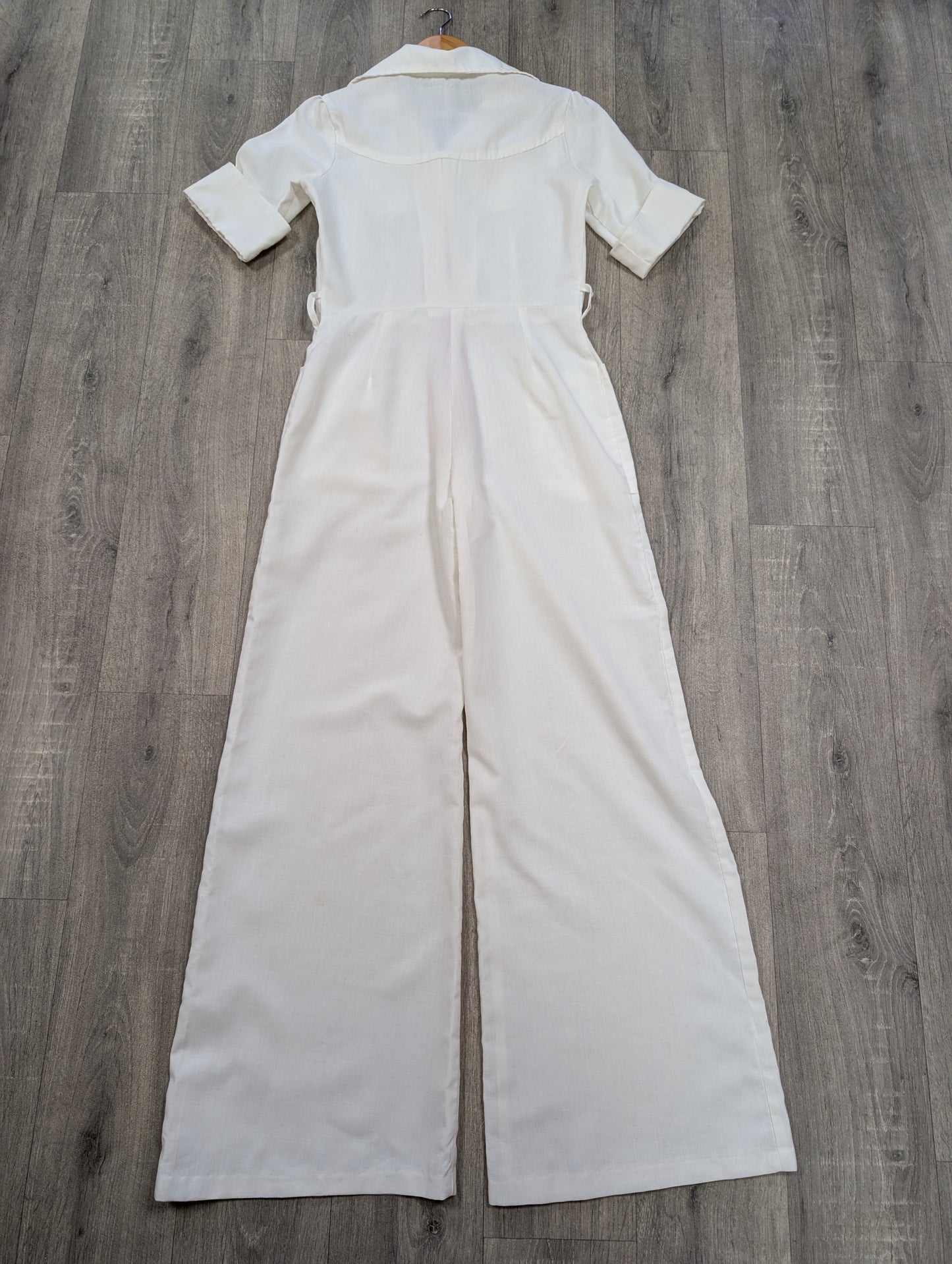 1970s white jumpsuit with MG patch - S/M/10/12
