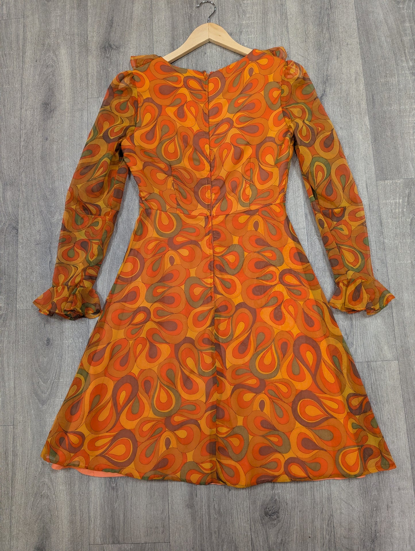1960s Mademoiselle psychedelic orange dress - S/8