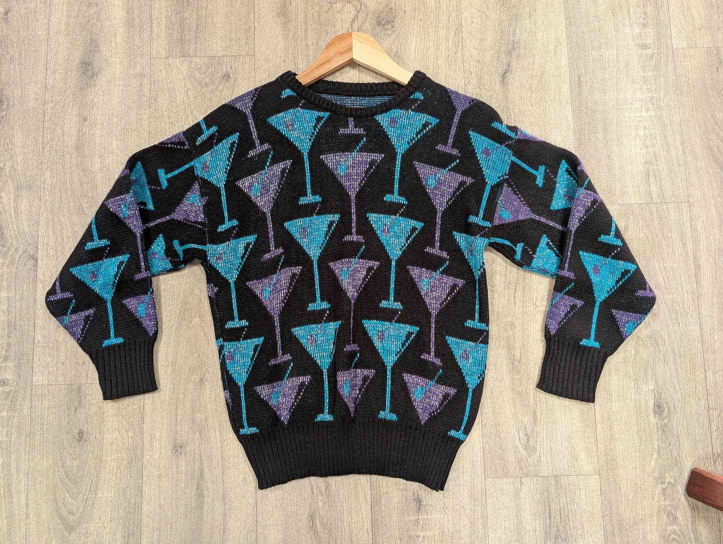 1980s novelty cocktail glass jumper - XS/S