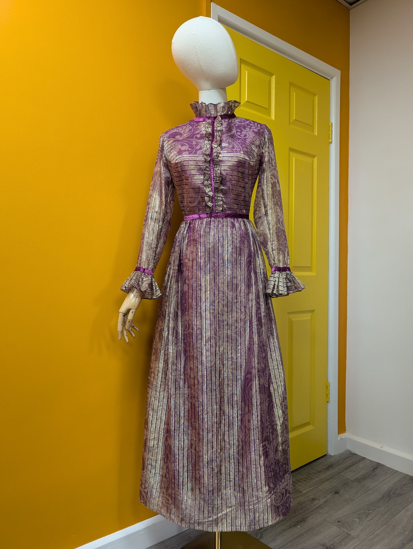 60s/70s Peterson Maid sparkly purple & gold dress - XS/S/6/8