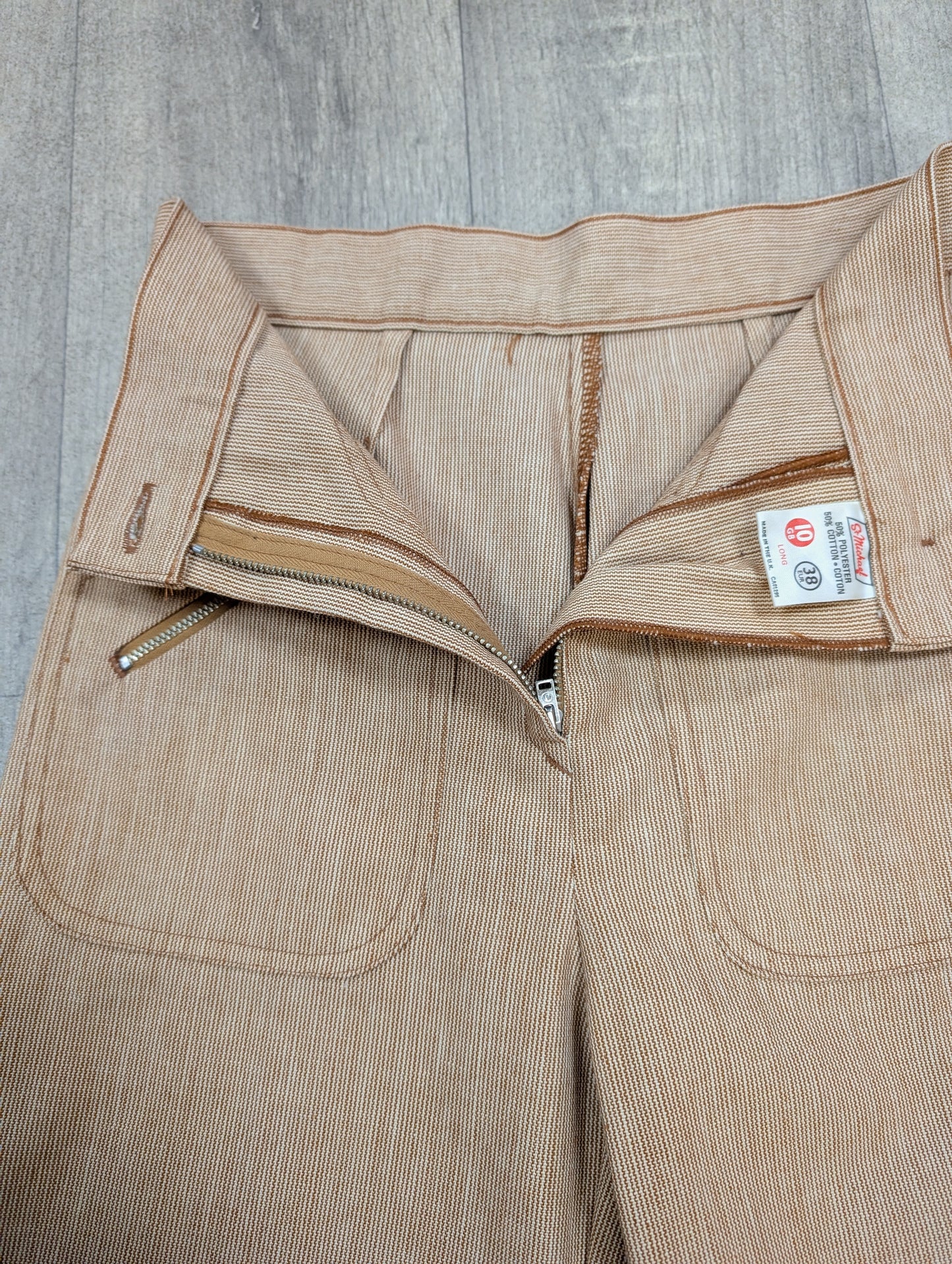 1970s St Michael flares - 25"W, 34"H, 31.5"L
