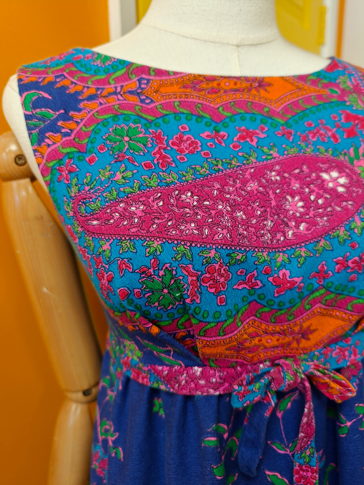 1960s psychedelic paisley cotton dress - XS/6