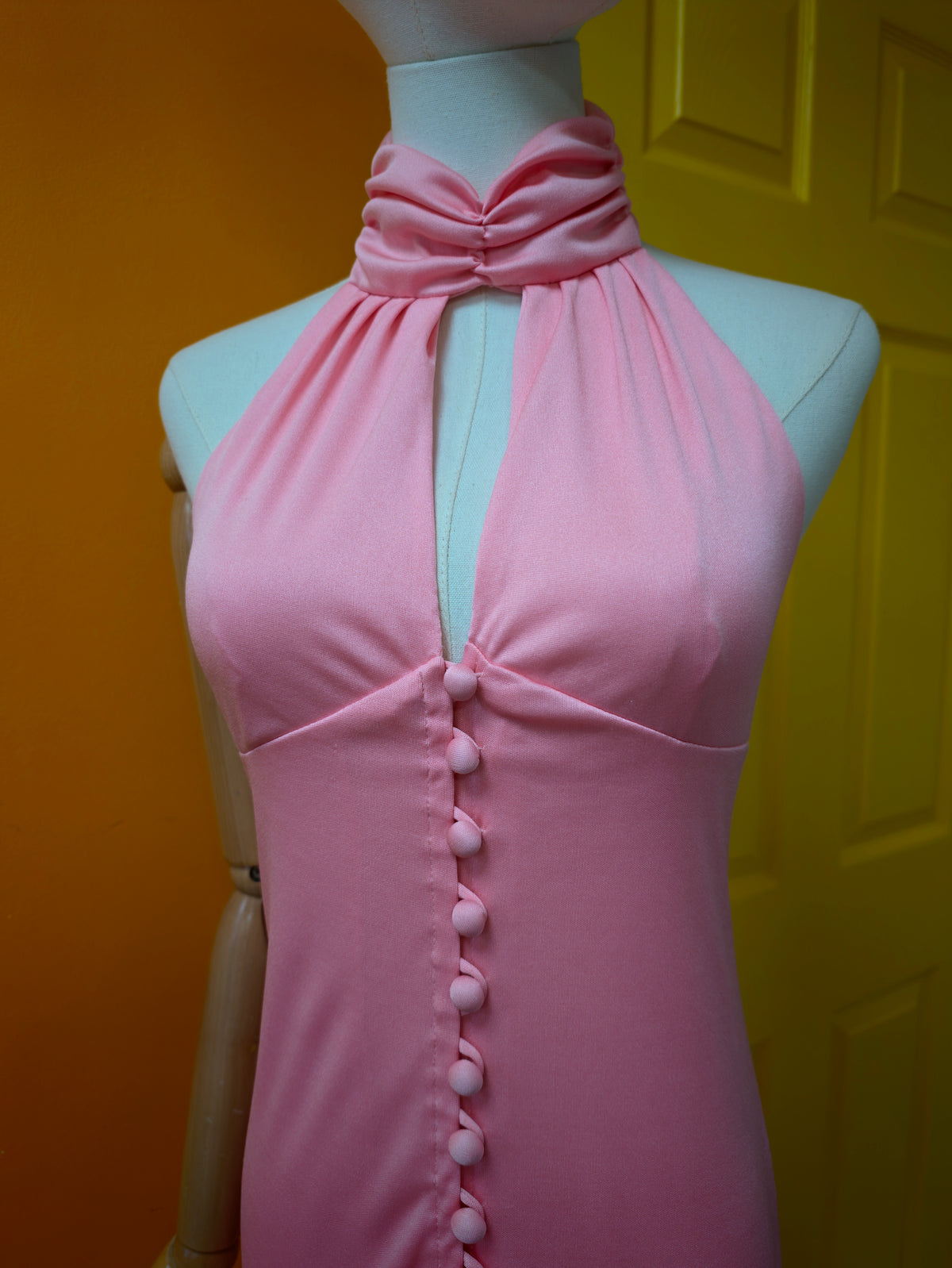 1970s pink maxi dress - XXS/XS